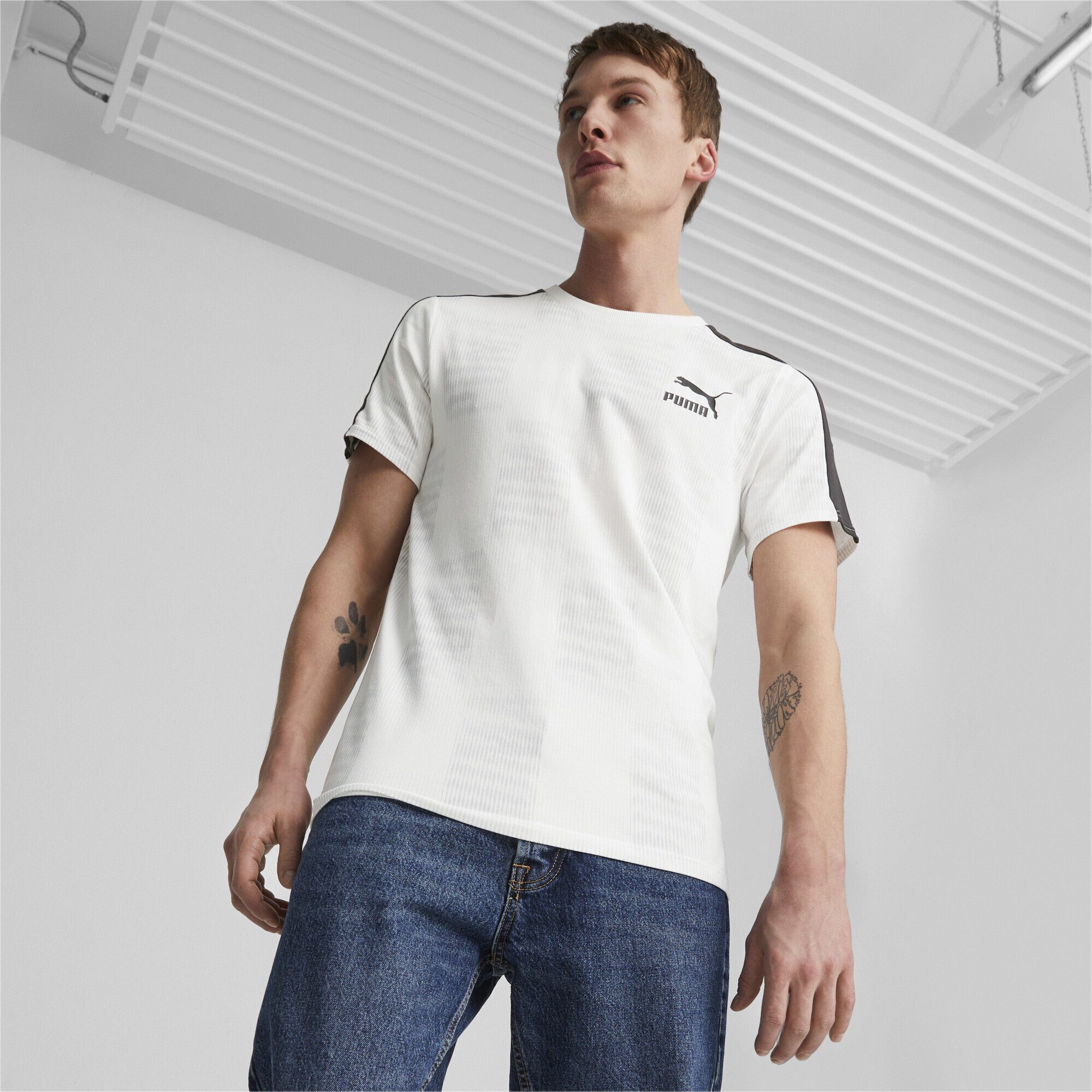 PUMA T-Shirt Sport T-Shirt White Aop Herren T7