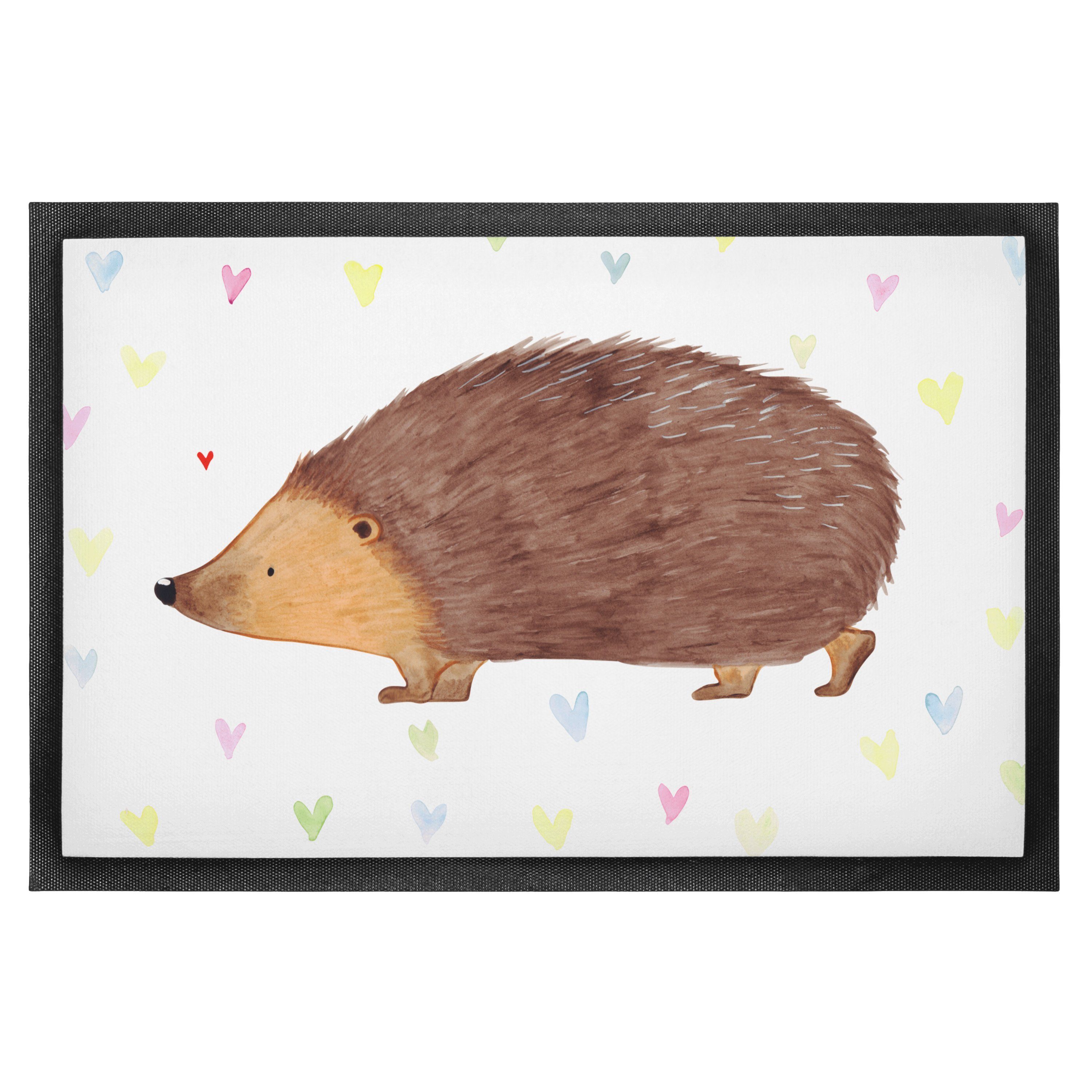 Fußmatte Igel Herzen Schwarz Geschenk, lustige Sprüche, süße