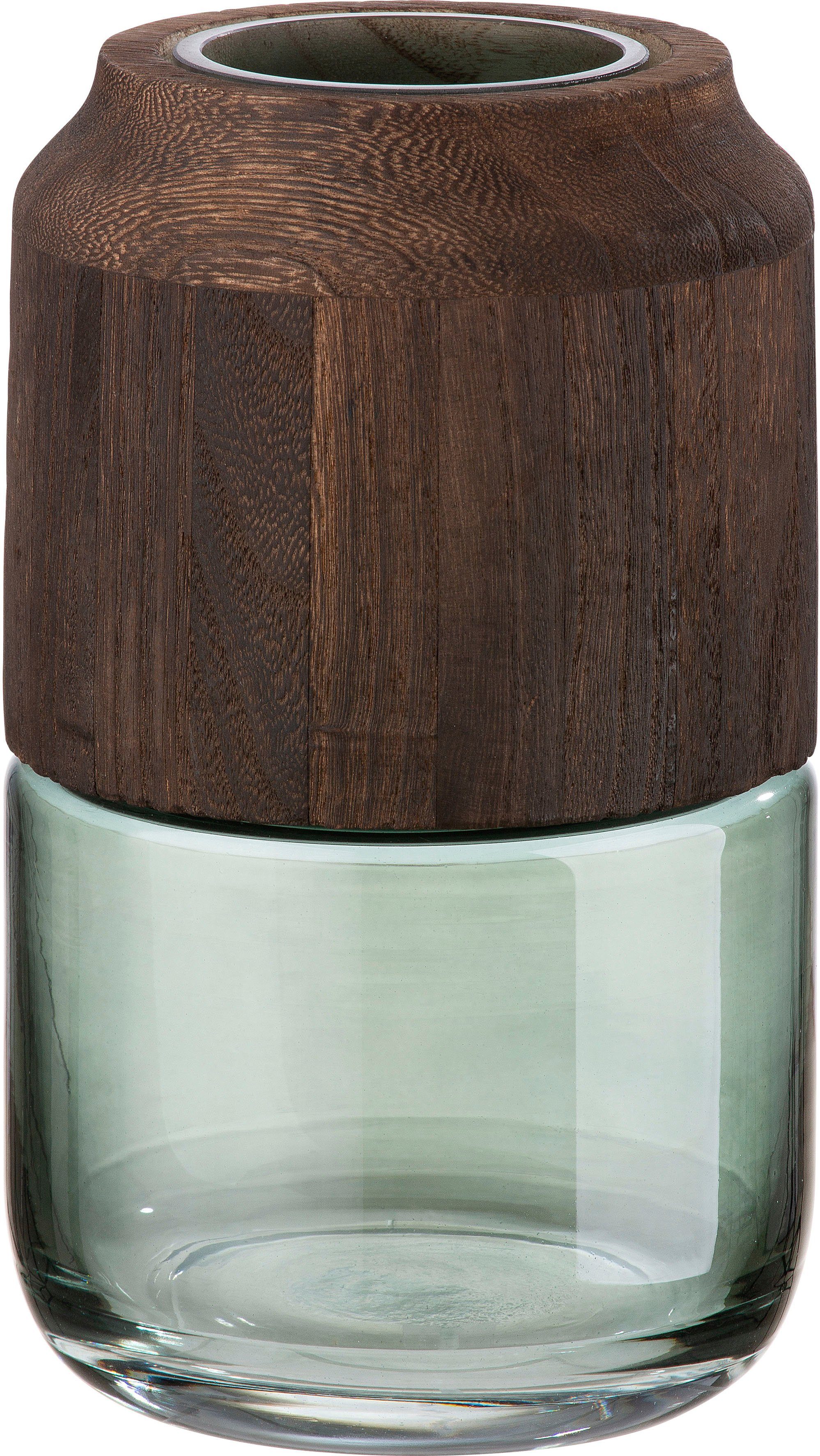 Gilde Tischvase by aus abnehmbarem Holzelement mit Casablanca Colletta, Glas,