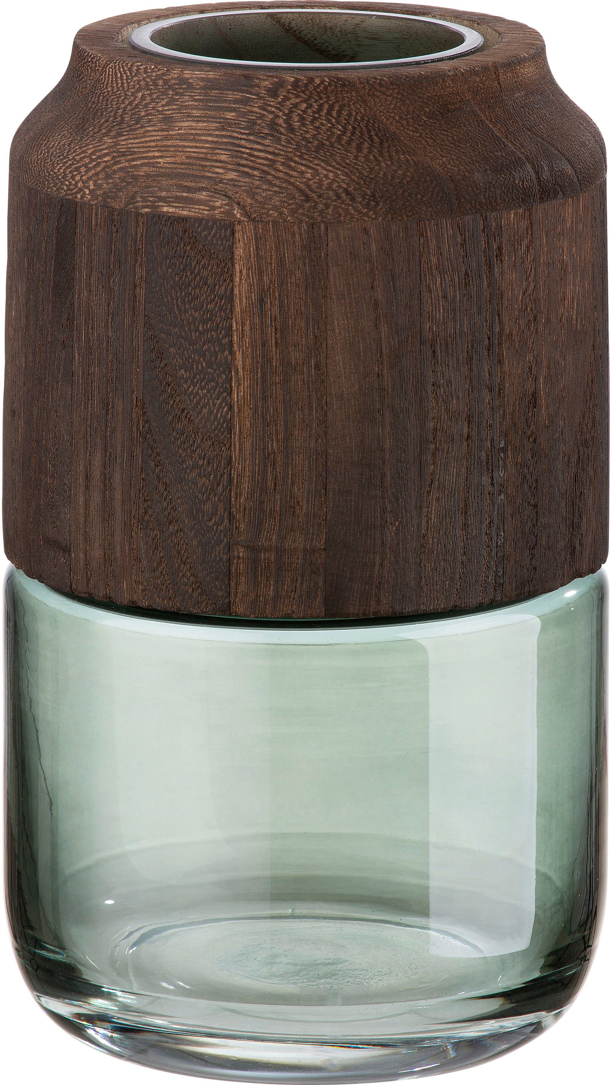 Casablanca by Gilde Tischvase Colletta, aus Glas, mit abnehmbarem Holzelement. Reduzierter Preis € 57,22. Unverbindliche Preisempfehlung € 81,95