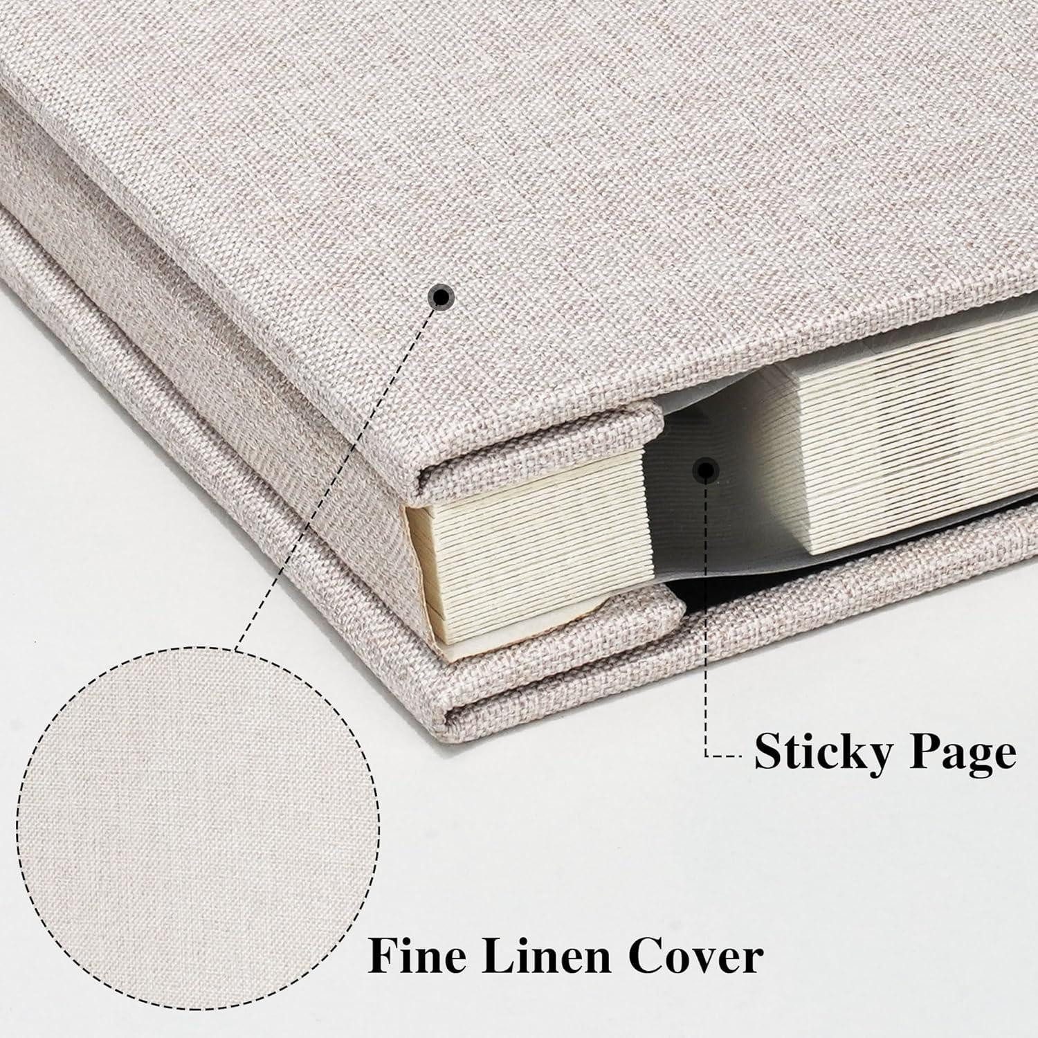 LuxusKollektion Fotoalbum Selbstklebendes Fotoalbum 10x15 Klein Leinen 40 Seiten Beige