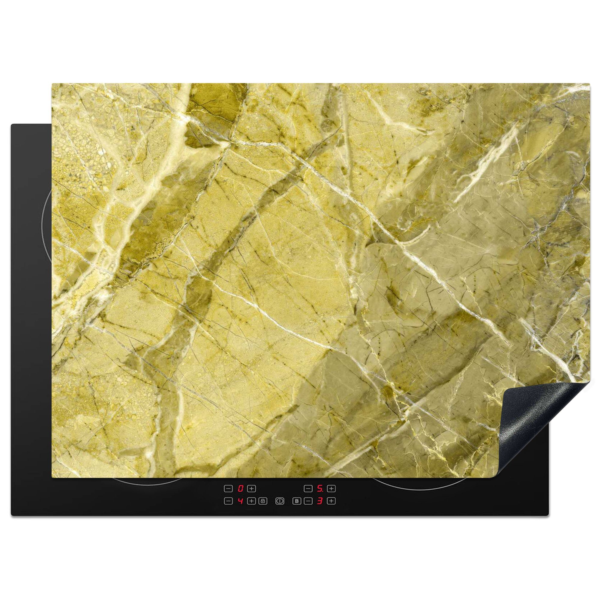 Grün Herdblende-/Abdeckplatte (1 cm, tlg), Kristalle, 70x52 Arbeitsfläche Granit Mobile nutzbar, Ceranfeldabdeckung MuchoWow - Vinyl, -