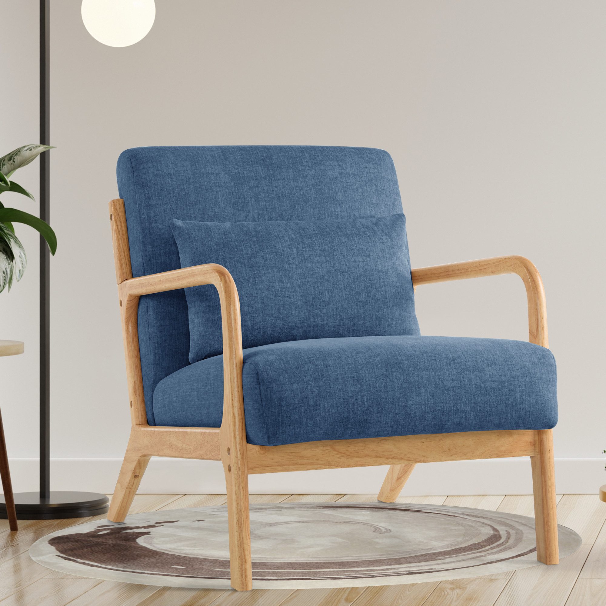 Aunekiv Sessel mit Kissen & Holzrahmen, Lesesessel, Mid-Century Sessel (1-St), Perfekt als Relaxsessel für Wohnzimmer und kleine Räume