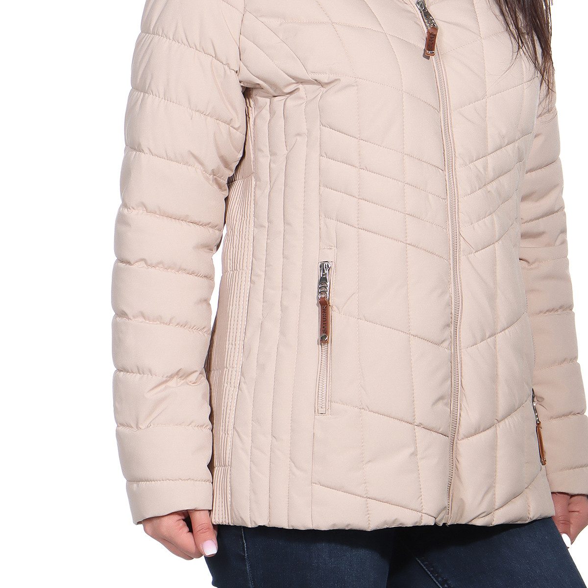 Aurela Damenmode Winterjacke Kuschelige Steppjacke mit Innenfell für Damen auch in großen Größen erhältlich, mit Kapuze