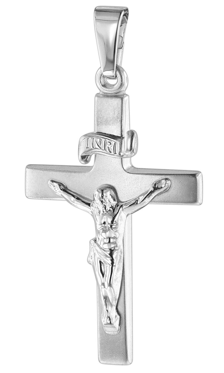 trendor Kette mit Anhänger Kruzifix-Anhänger 24 mm Weißgold 585 / 14 Karat günstig online kaufen