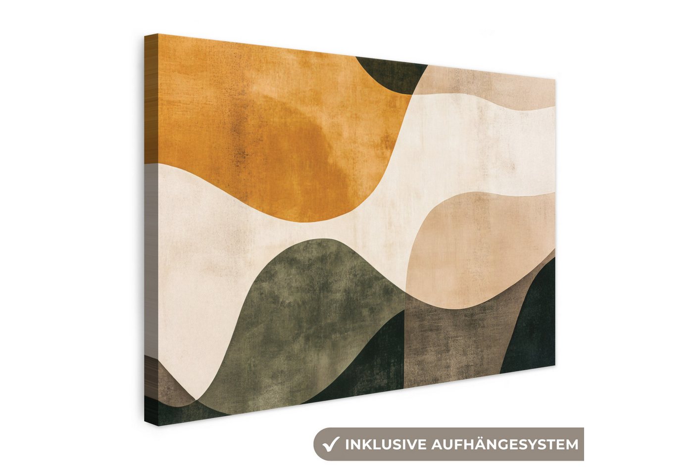 OneMillionCanvasses® Leinwandbild Formen - Ockergelb - Abstrakt, Fotodruck (1 St), Leinwand Bilder Klein, Wand Dekoration Aesthetic 30x20 cm