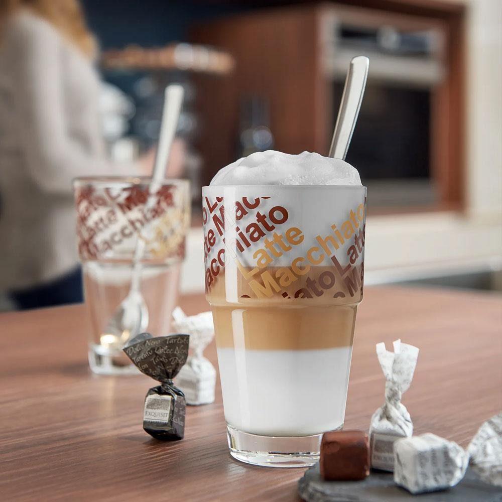 LEONARDO Cocktailglas Leonardo Latte Macchiato Gläser mit Löffel Solo (4er-Set)