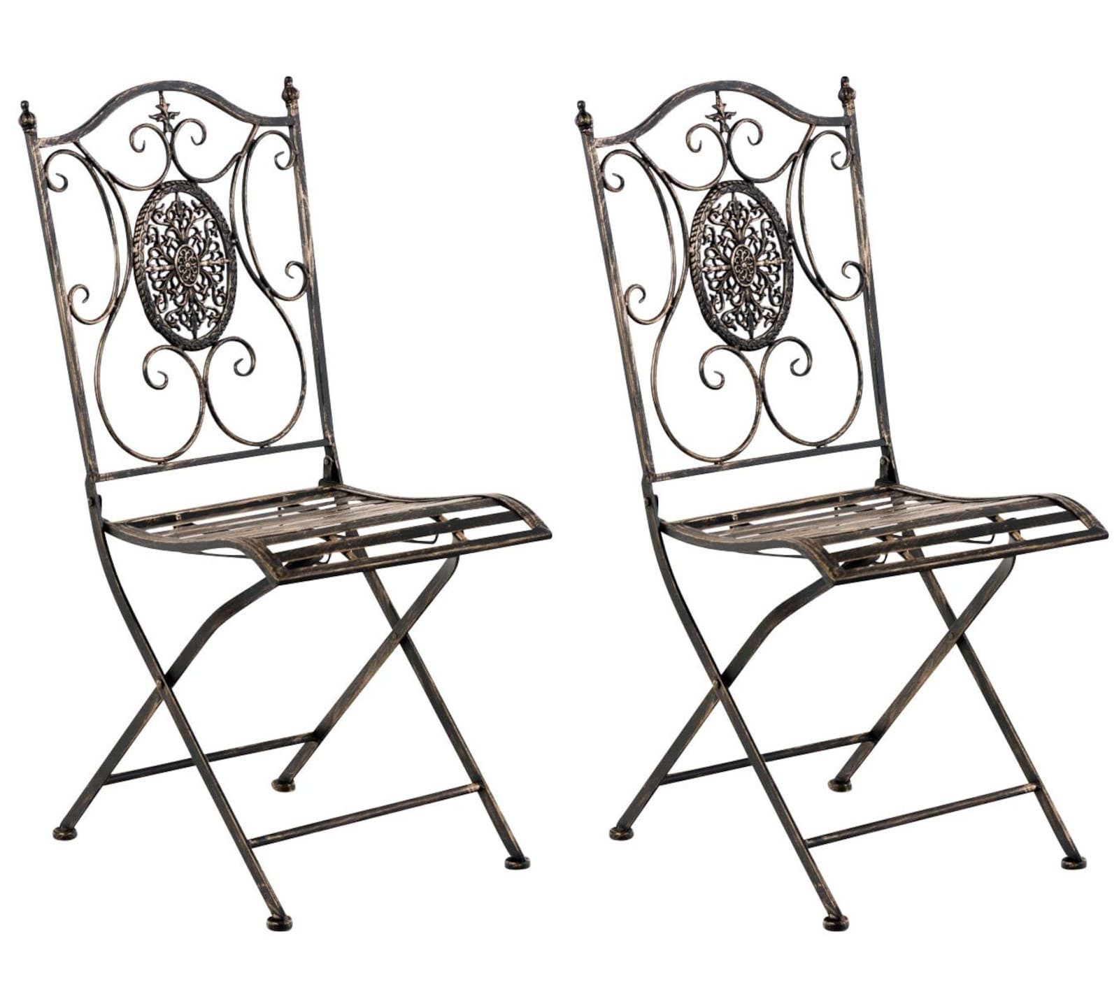 CLP Gartenstuhl Sibell (2er Set), edle Verzierungen, Outdoor, Eisen