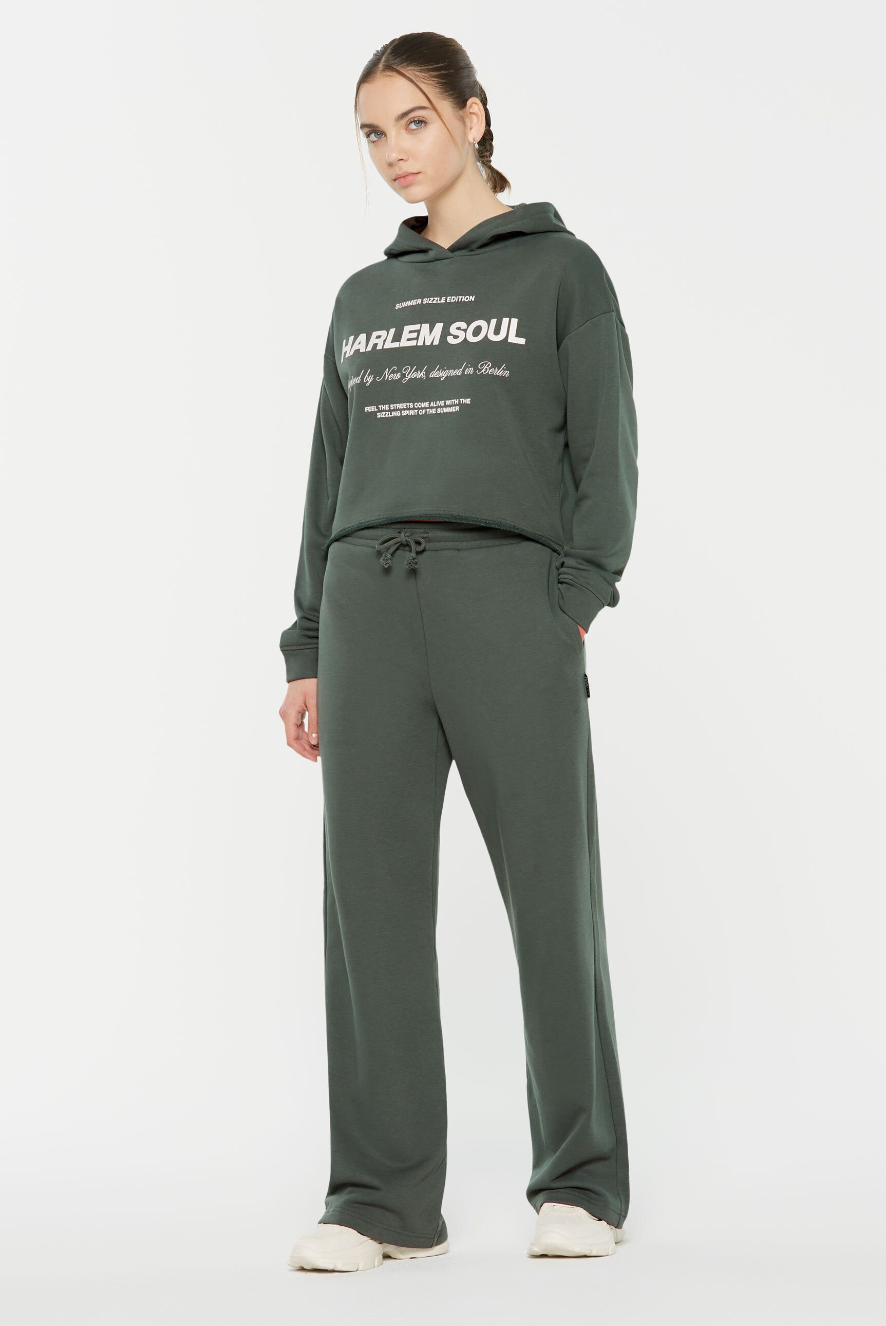 Harlem Soul Kapuzensweatshirt mit offenem Saum
