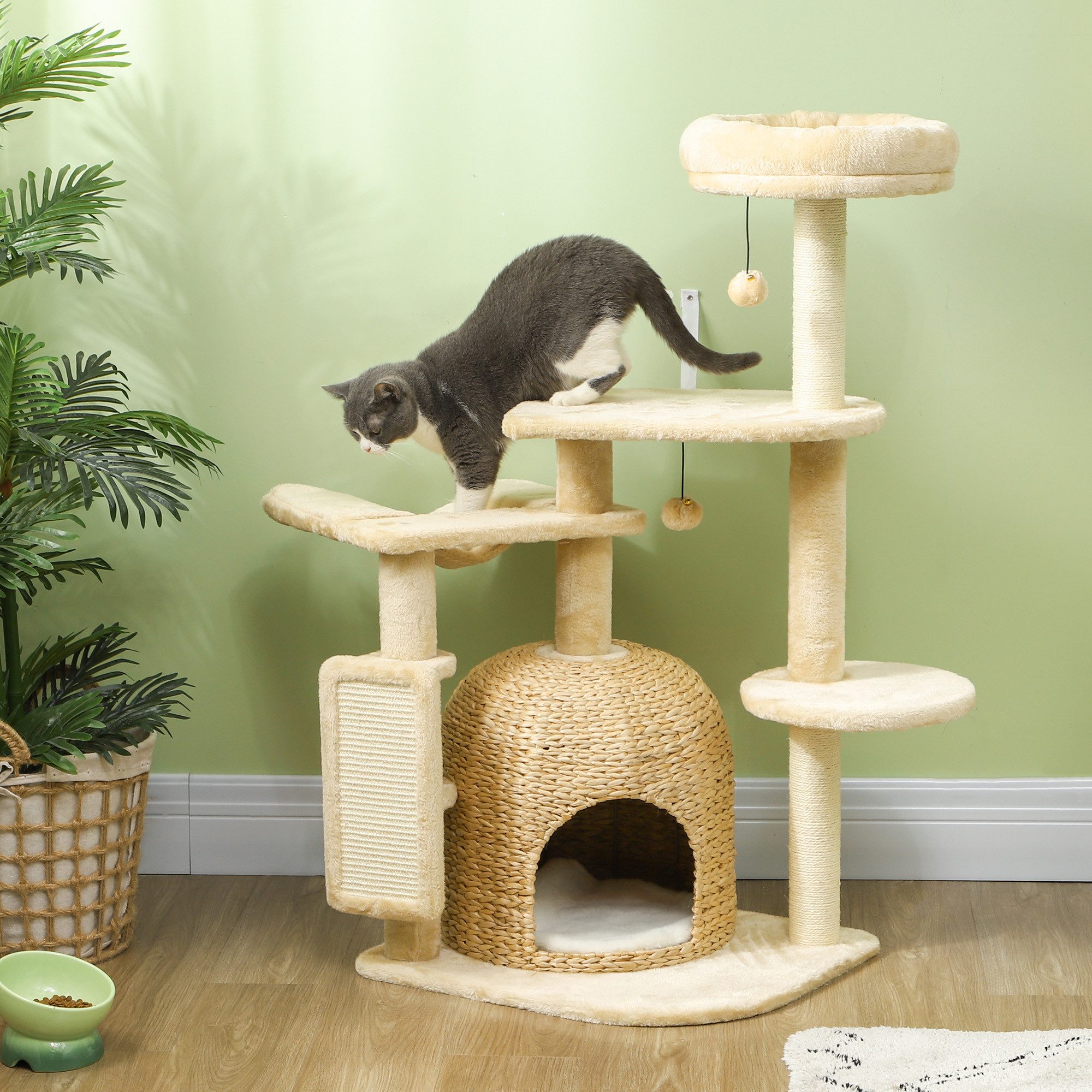 Kratzbaum Kratzbaum 112 cm Katzenbaum mit Katzenhöhle, Bett