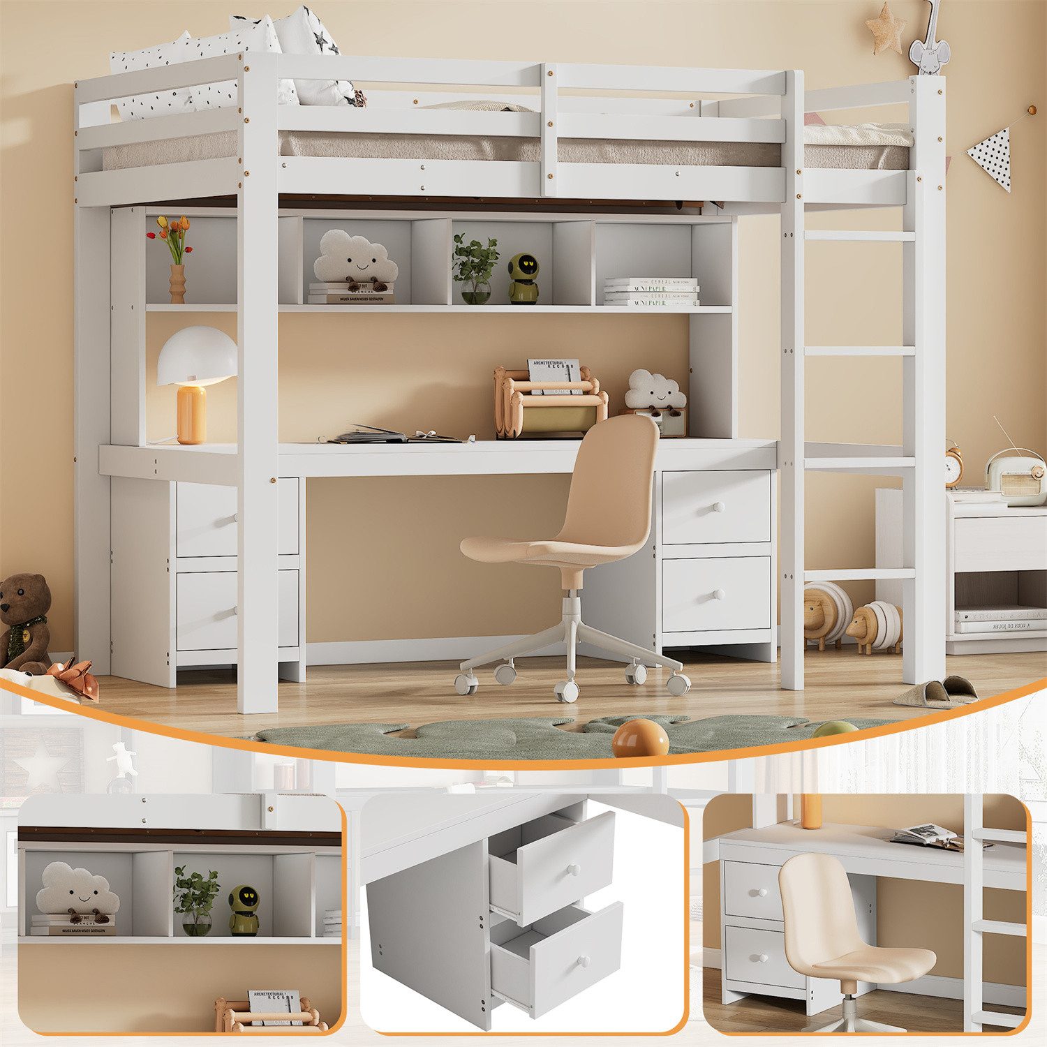 autolock Hochbett 90*200cm Hochbett, Kinderbetten,Bett oben, günstig online kaufen