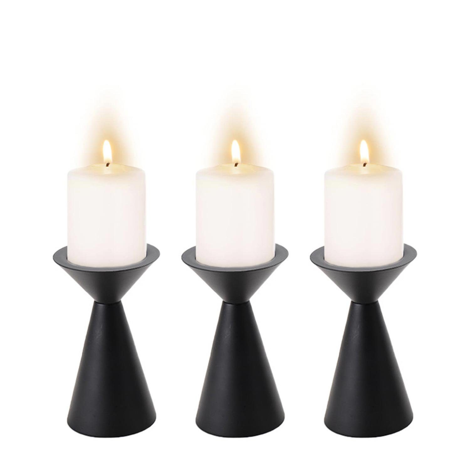MAGICSHE Kerzenhalter Kerzenständer Stumpenkerzen 3er Set, Kerzenständer für Heimdekoration