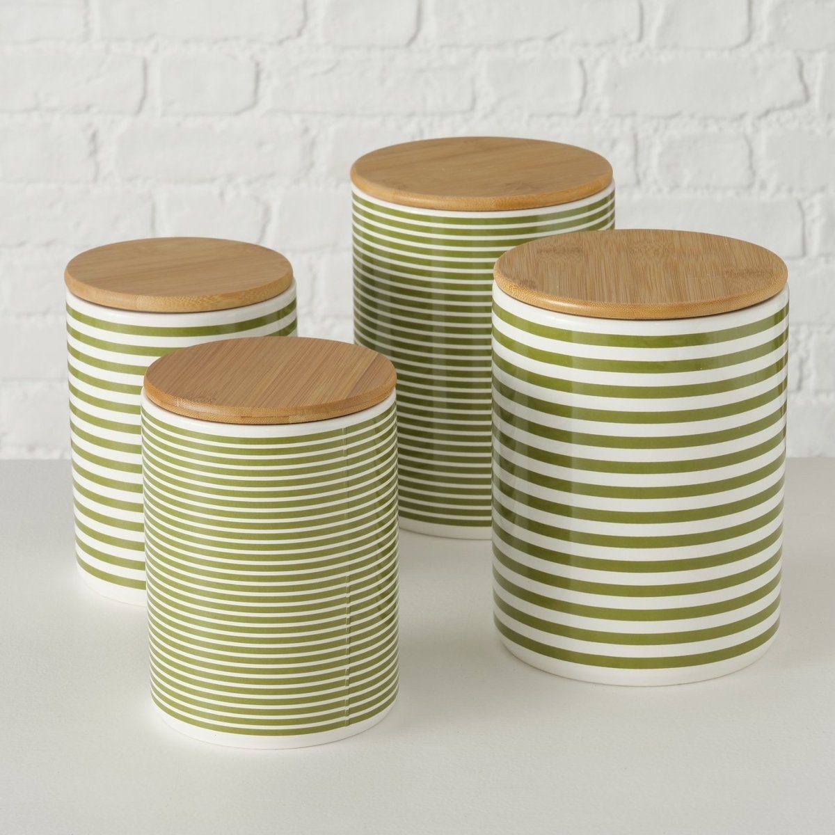 BOLTZE Vorratsdose Peona Vorratsdose 16 cm sortiert (1 Stück), Steinzeug / Bambus