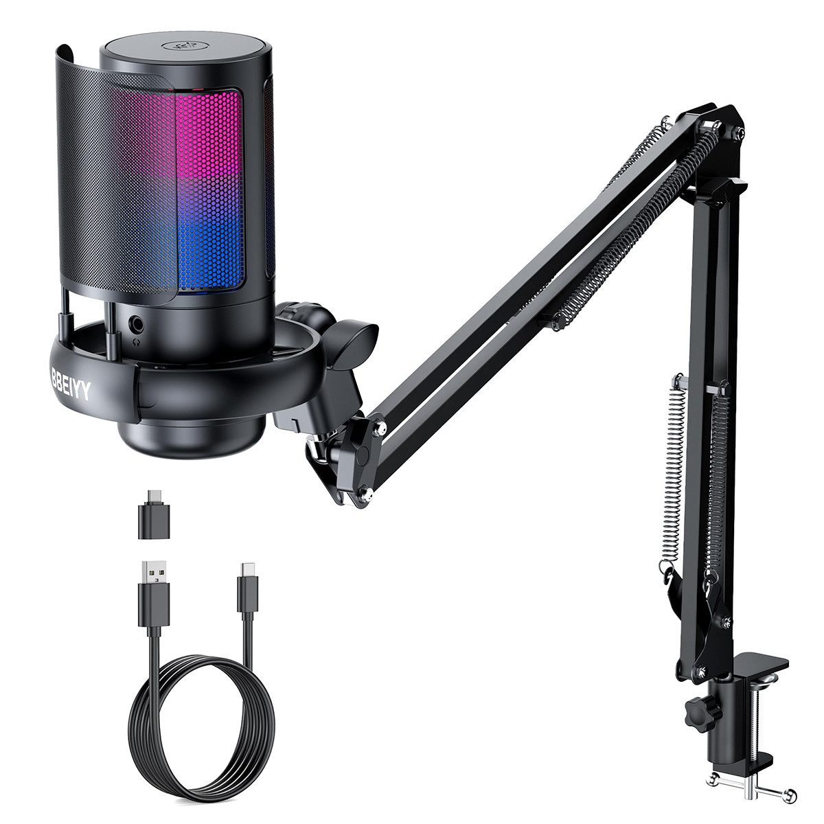 Mikrofon Gaming-Mikrofon PC mit Arm RGB, Mikrofon