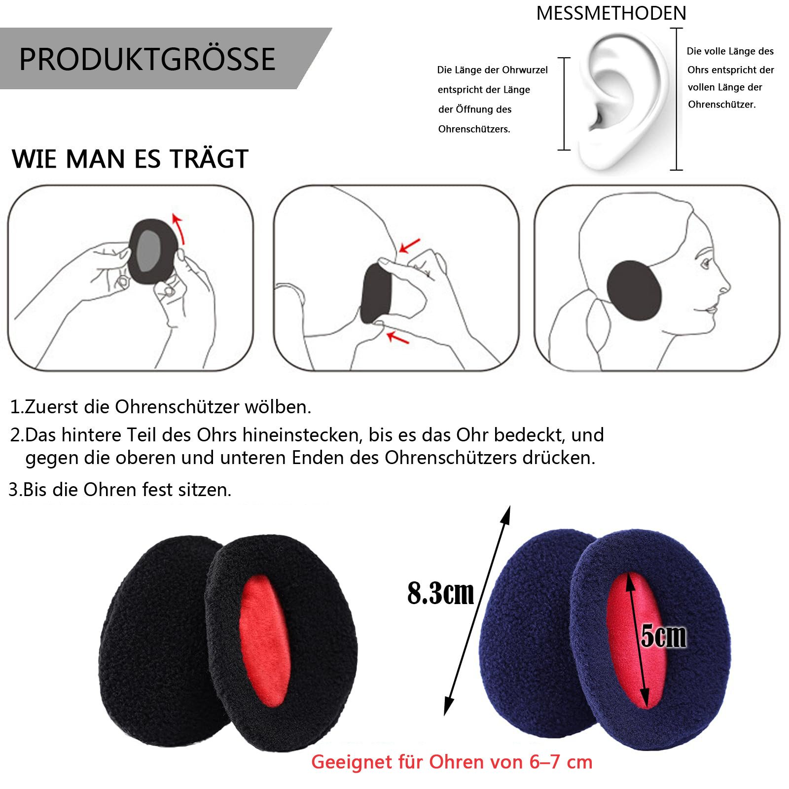 Bextsrack Ohrenwärmer 2 Paar Ohrenschützer, Ohrenwärmer, Winter-Ohrenschützer (2-St) Winddicht, Weich, Verdickt, Anti-Fall, Nicht Flauschig, Hält Warm