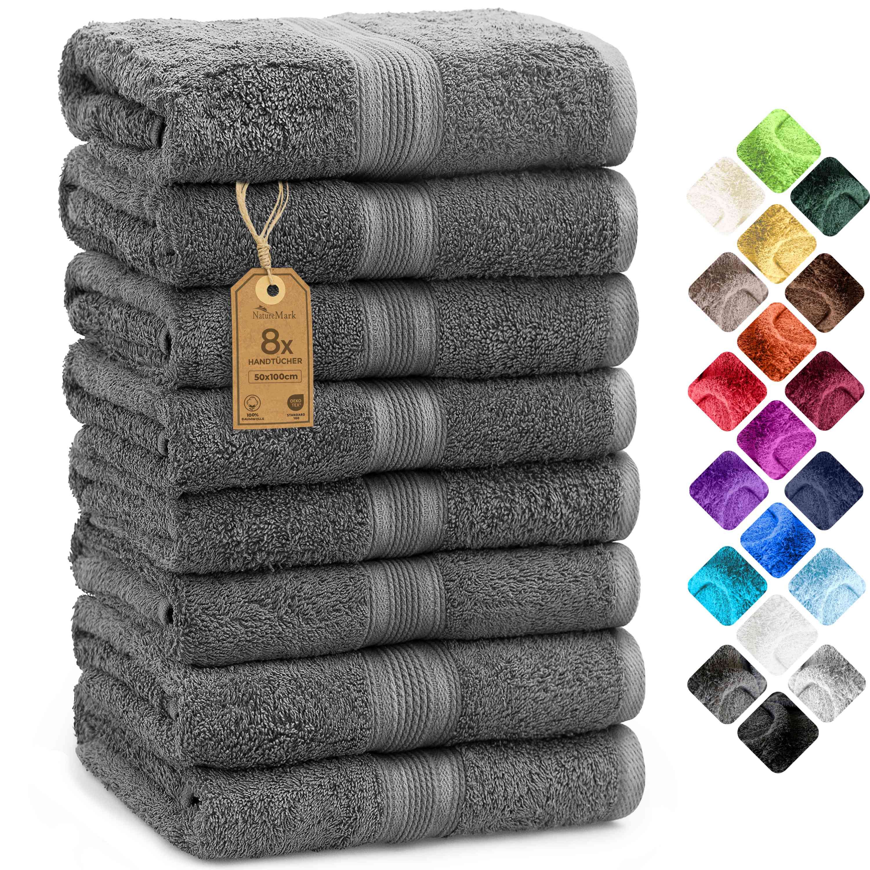 NatureMark Handtücher 8er-Set Frottier Handtücher 50x100cm, günstig online kaufen