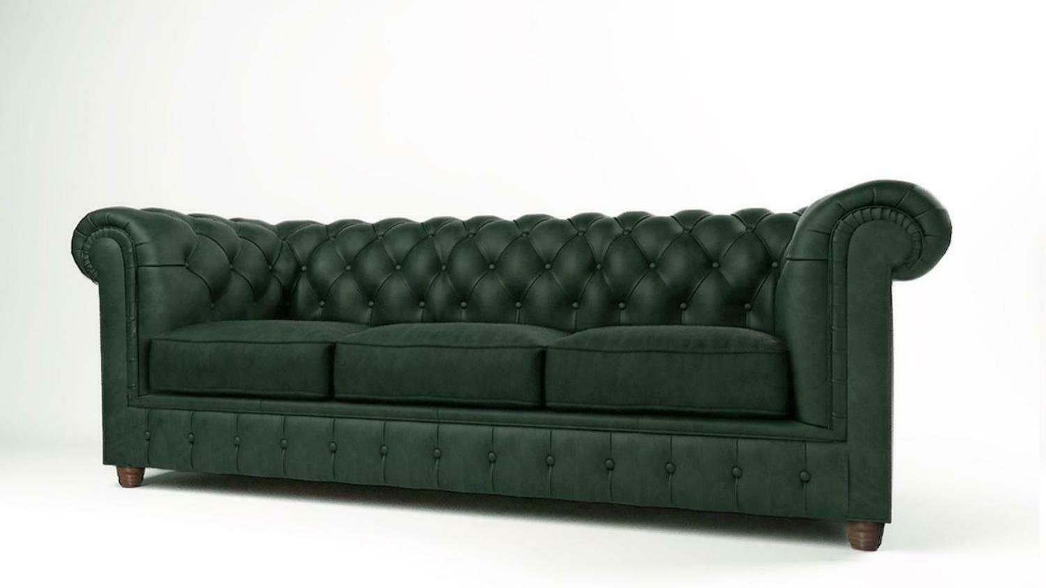 JVmoebel Sofa Designer Grüner Chesterfield Dreisitzer Luxus Couch Sofas Neu, Made in Europe