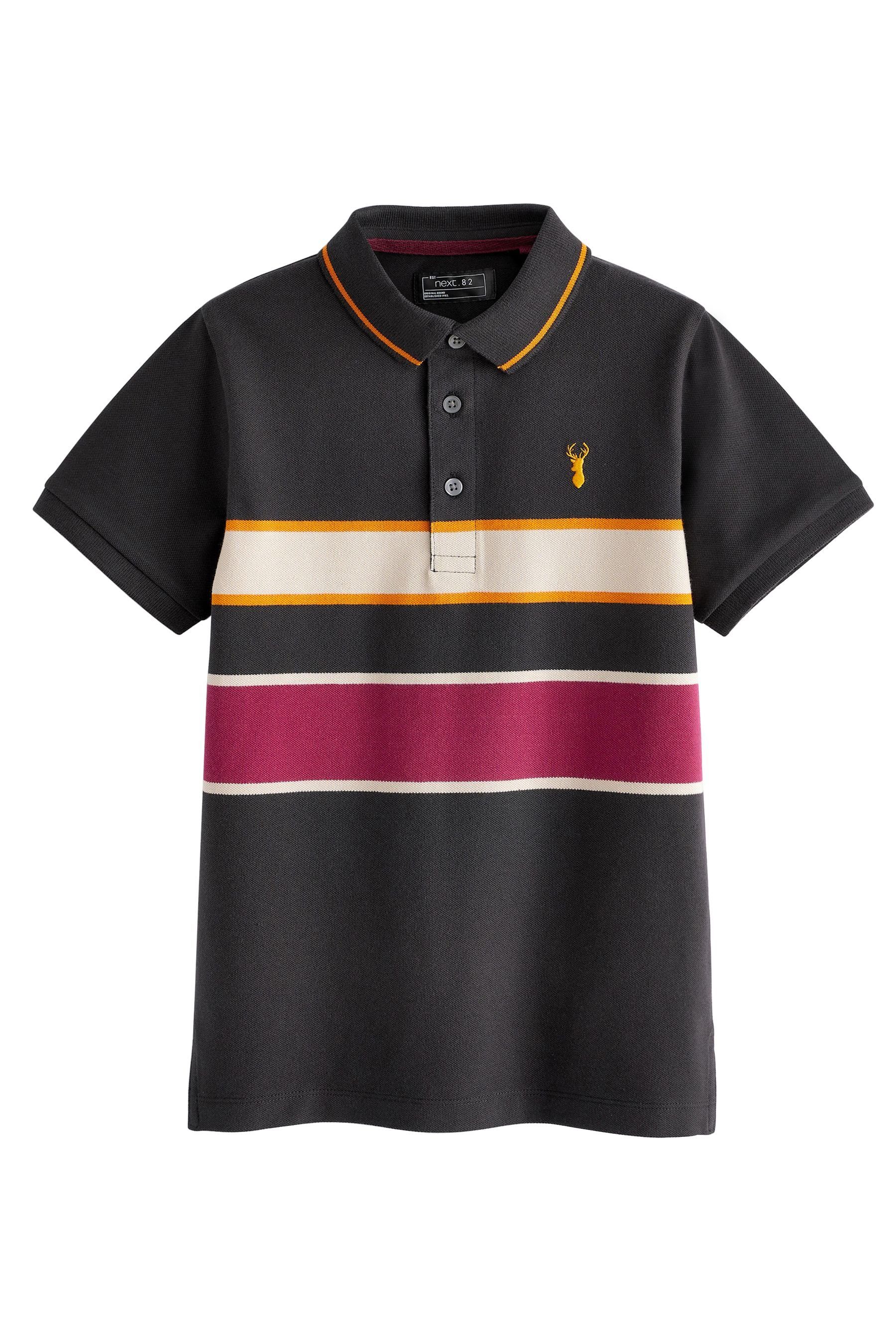 Blockfarben (1-tlg) Polo-Shirt Poloshirt Black/Red Next Kurzärmeliges mit