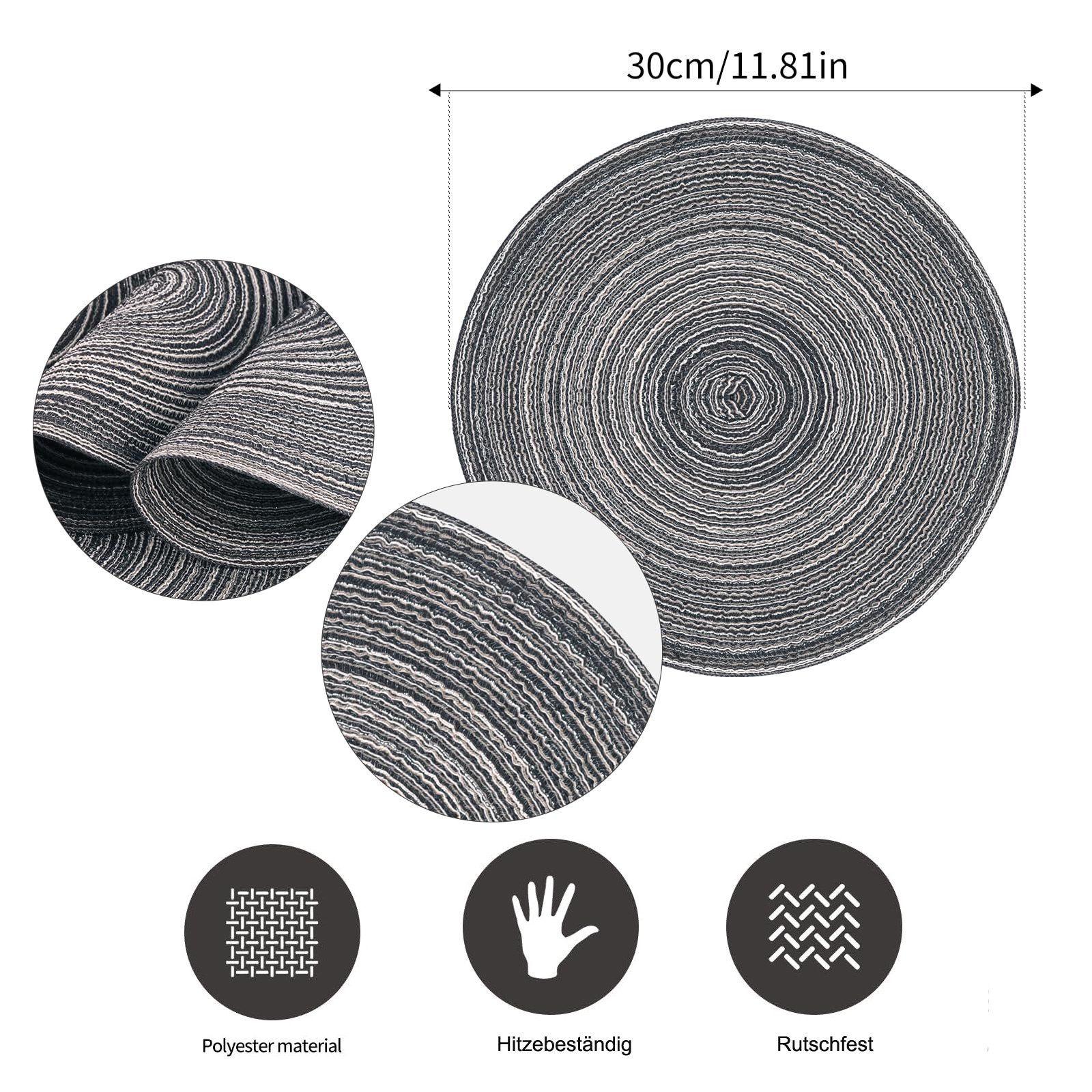 Coonoor Platzset 4er Set runde Platzdeckchen, waschbar, hitzebeständig, gef günstig online kaufen