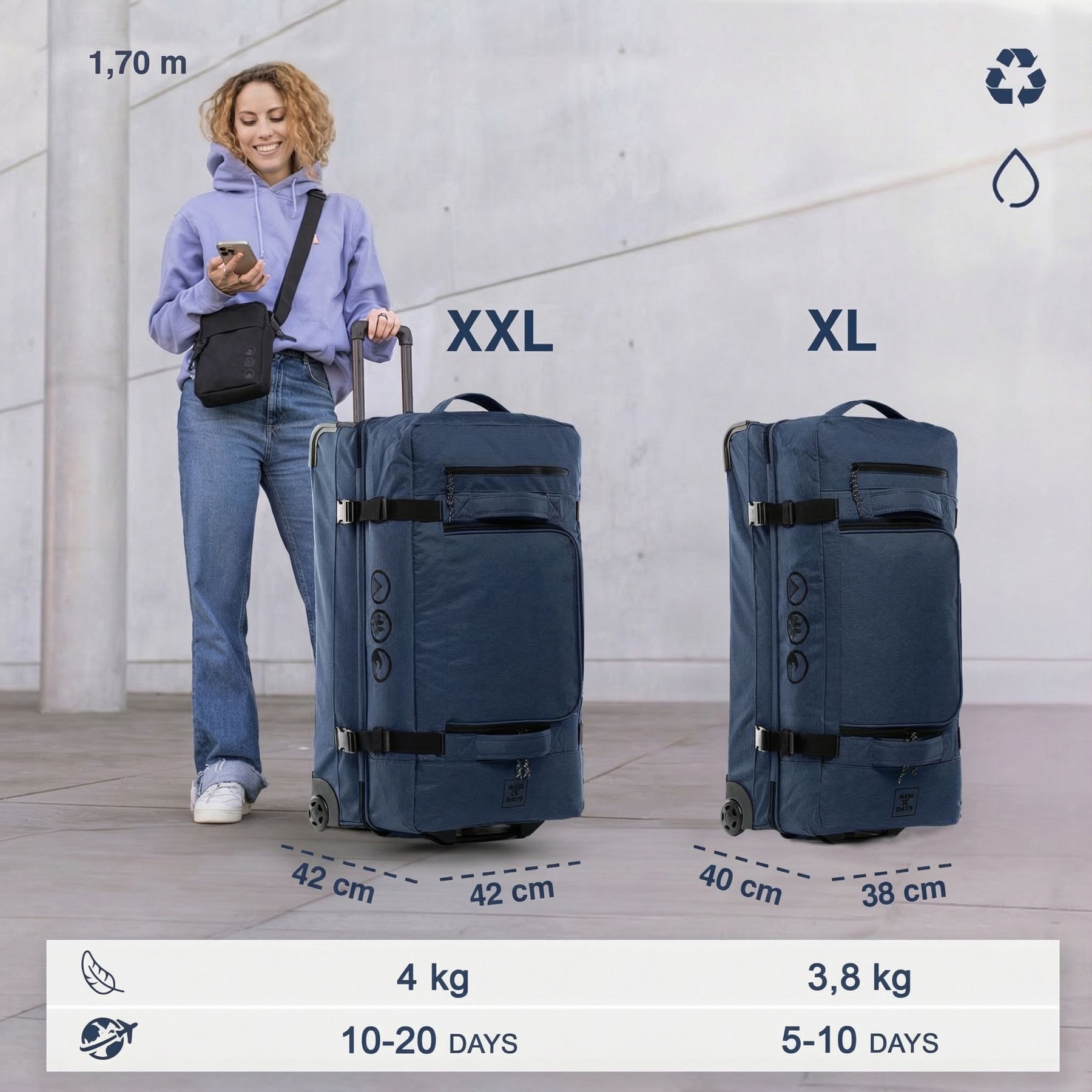 SONS OF ALOHA Reisetasche Reisetasche mit Rollen groß Duffle 80 cm XXL 140L, großer Roll-Koffer mit Trolleyfunktion, Reisetasche mit Rollen 140l