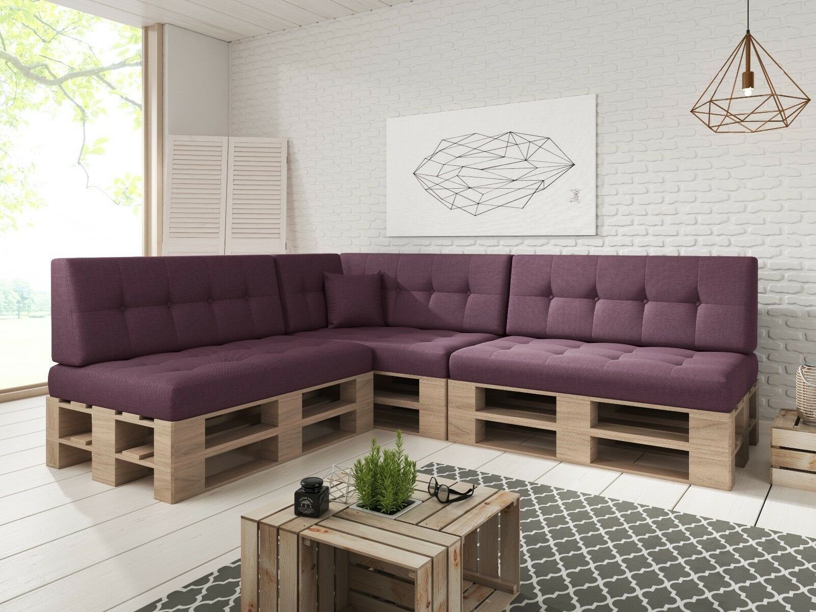 sunnypillow Palettenkissen Palettenkissen VERONA 8er Set, palettenmöbel palettencouch polsterauflage 120 x 80