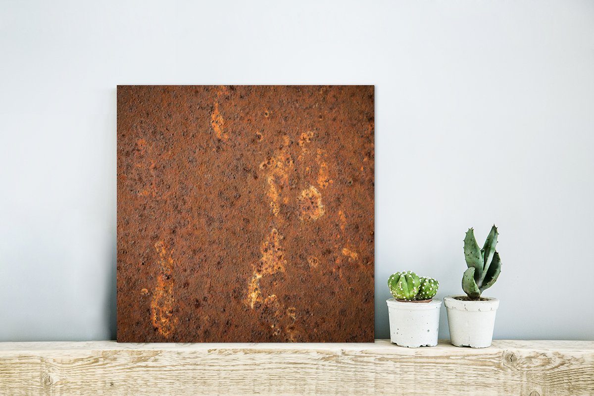 Abstrakt Braun - - Aluminium Muster, MuchoWow Alu-Dibond-Druck, St), Orange deko - Vintage (1 Gemälde - Metallbild - Rost Metall, aus