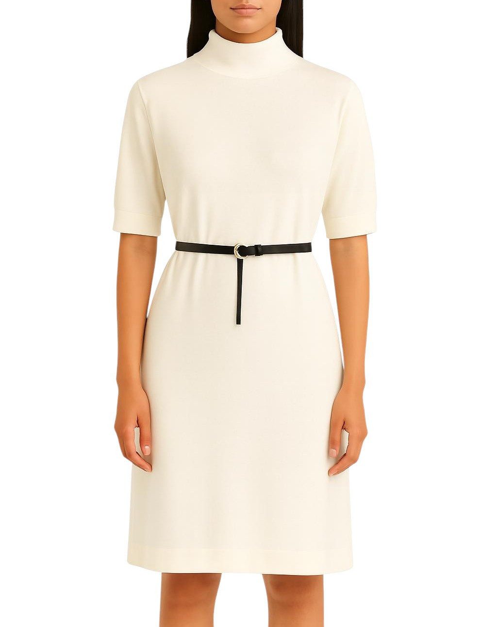 Mississhop Strickkleid Damen Strickkleid mit Stehkragen und Gürtel M. 426