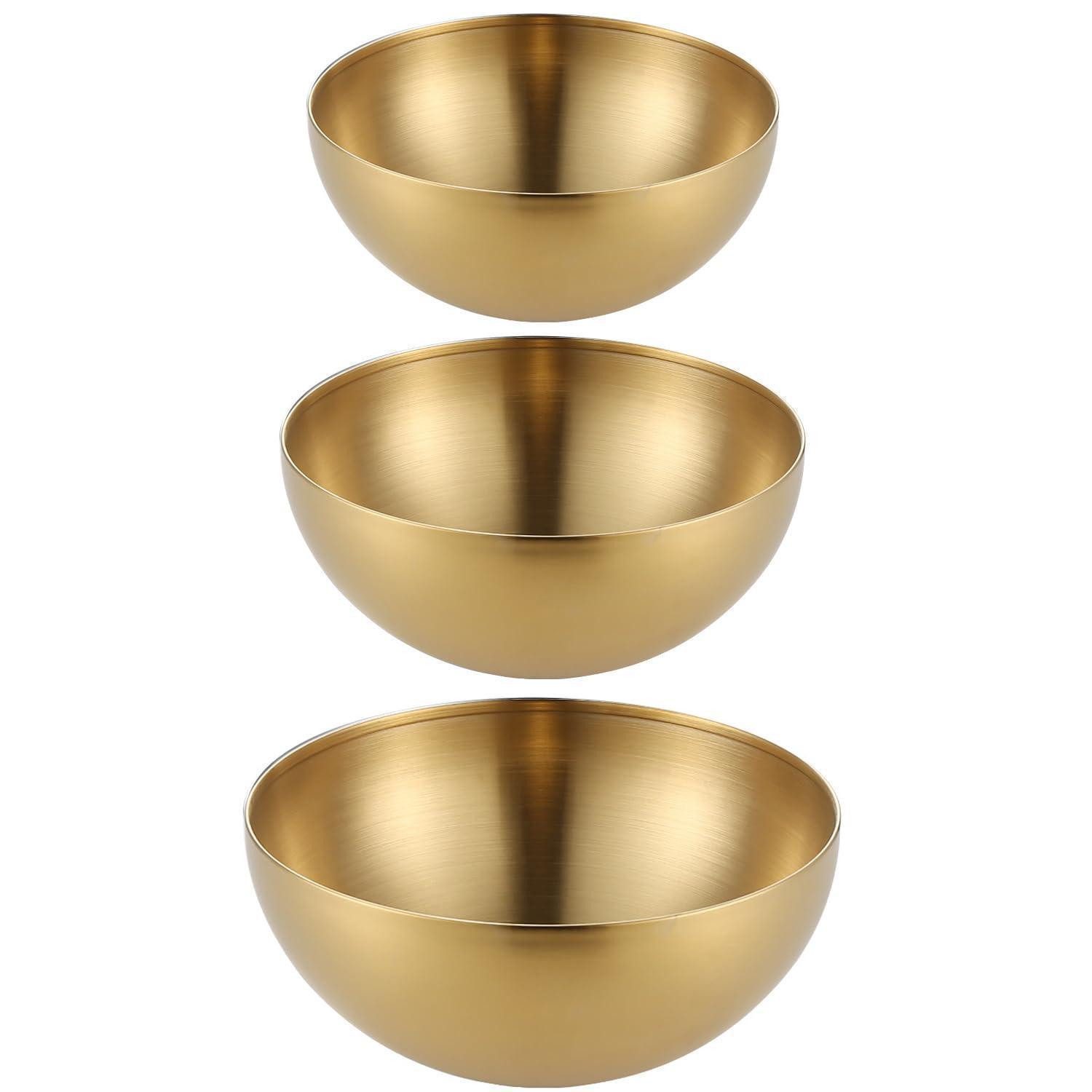 LuxusKollektion Rührschüssel Reisschüssel Edelstahl Gold 3er-Set 15-25cm, Metall, (3-tlg)