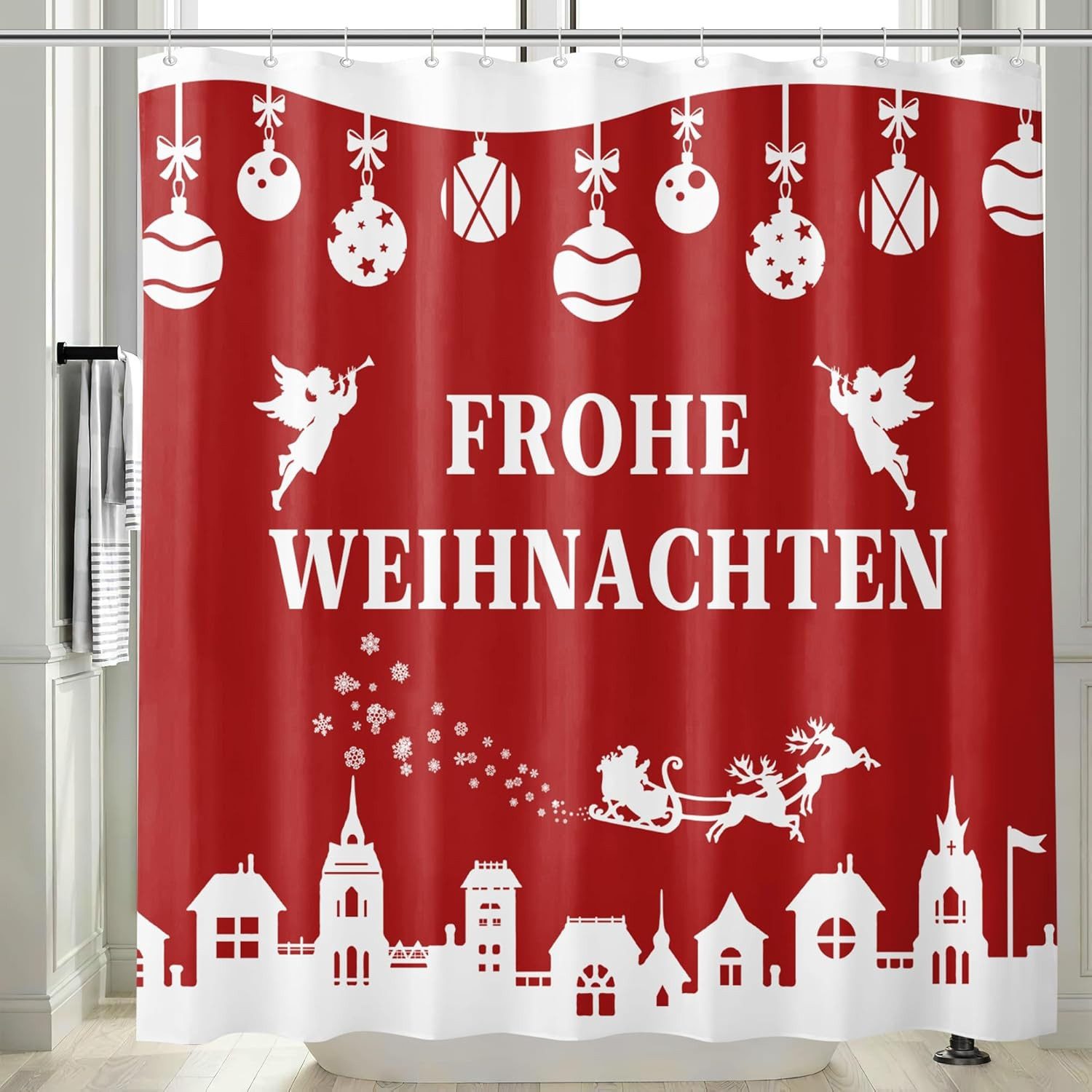 M&W DAS DESIGN Duschvorhang 180x200 Anti schimmel Waschbar Badewannenvorhang Duschvorhang lustig Breite 180 cm