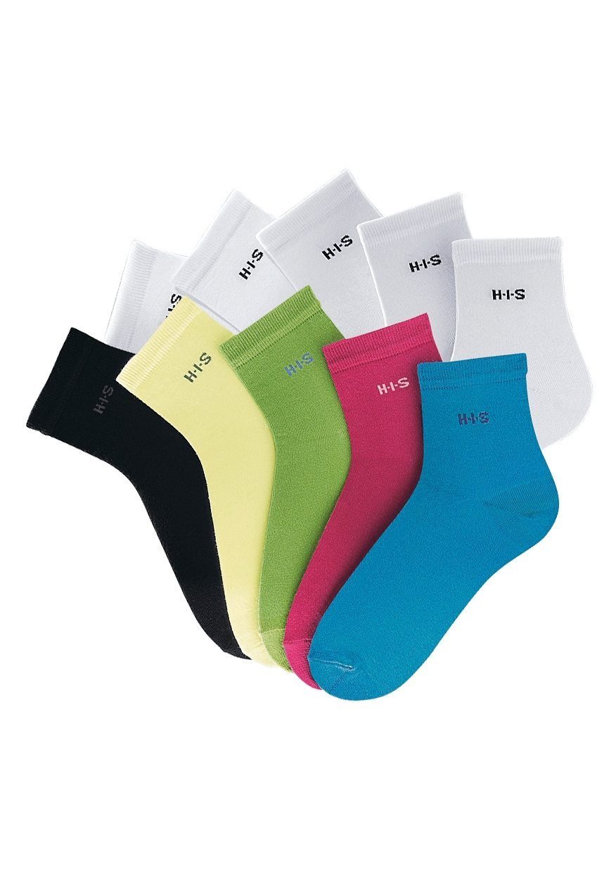 10-Paar) H.I.S aus Qualität Kurzsocken leichter atmungsaktiver (Set, bunt-weiß