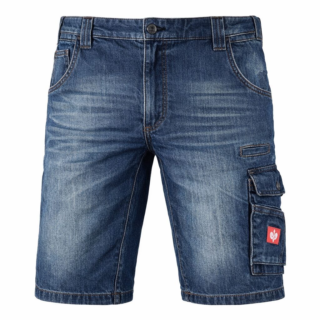 Engelbert Strauss Jeansshorts e.s. Worker-Jeans-Short, darkwashed Bund dehnbar