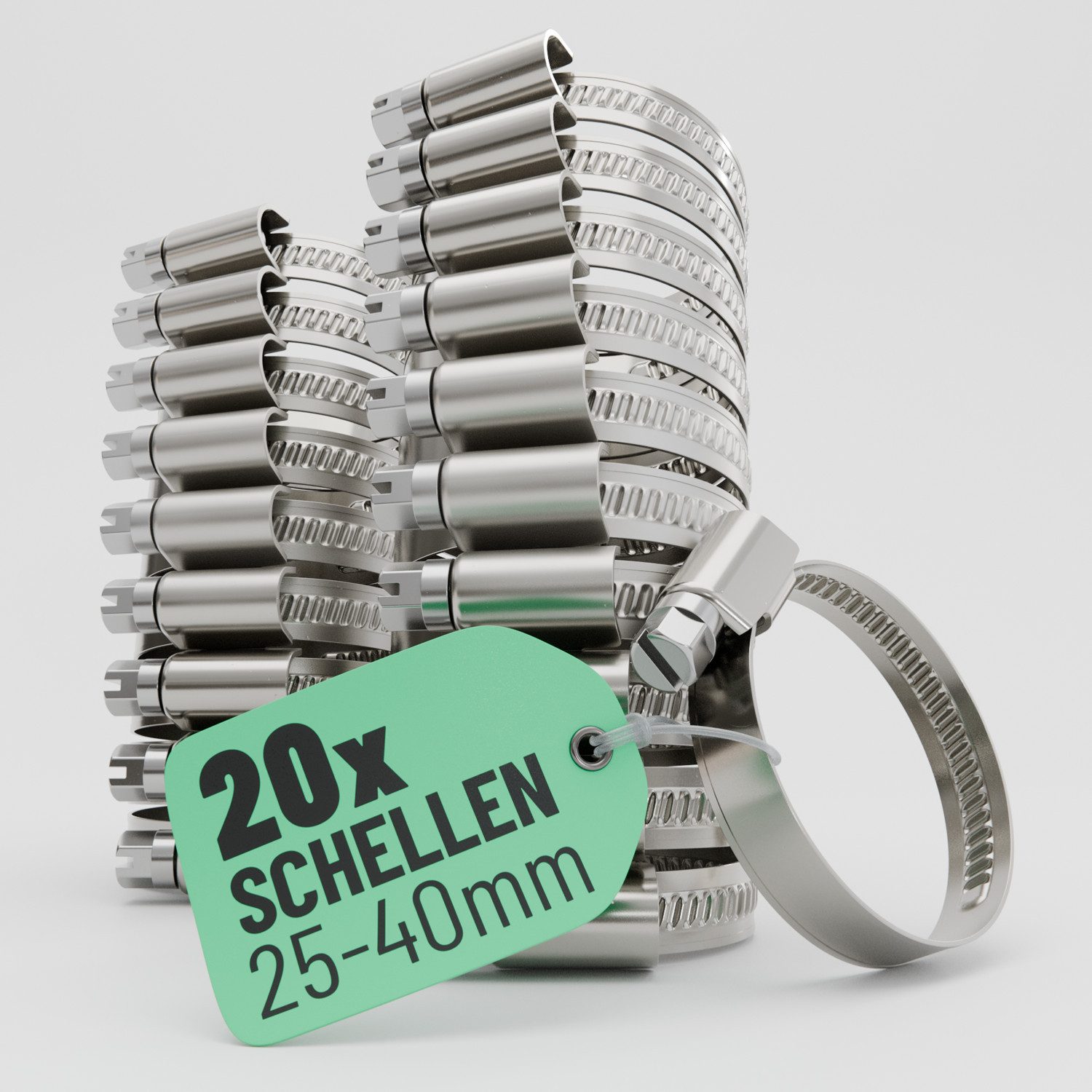 greate. Schlauchschelle 20x Schlauchschellen Edelstahl 25-40 mm - Einstellbare Schlauchschelle, (20-St)