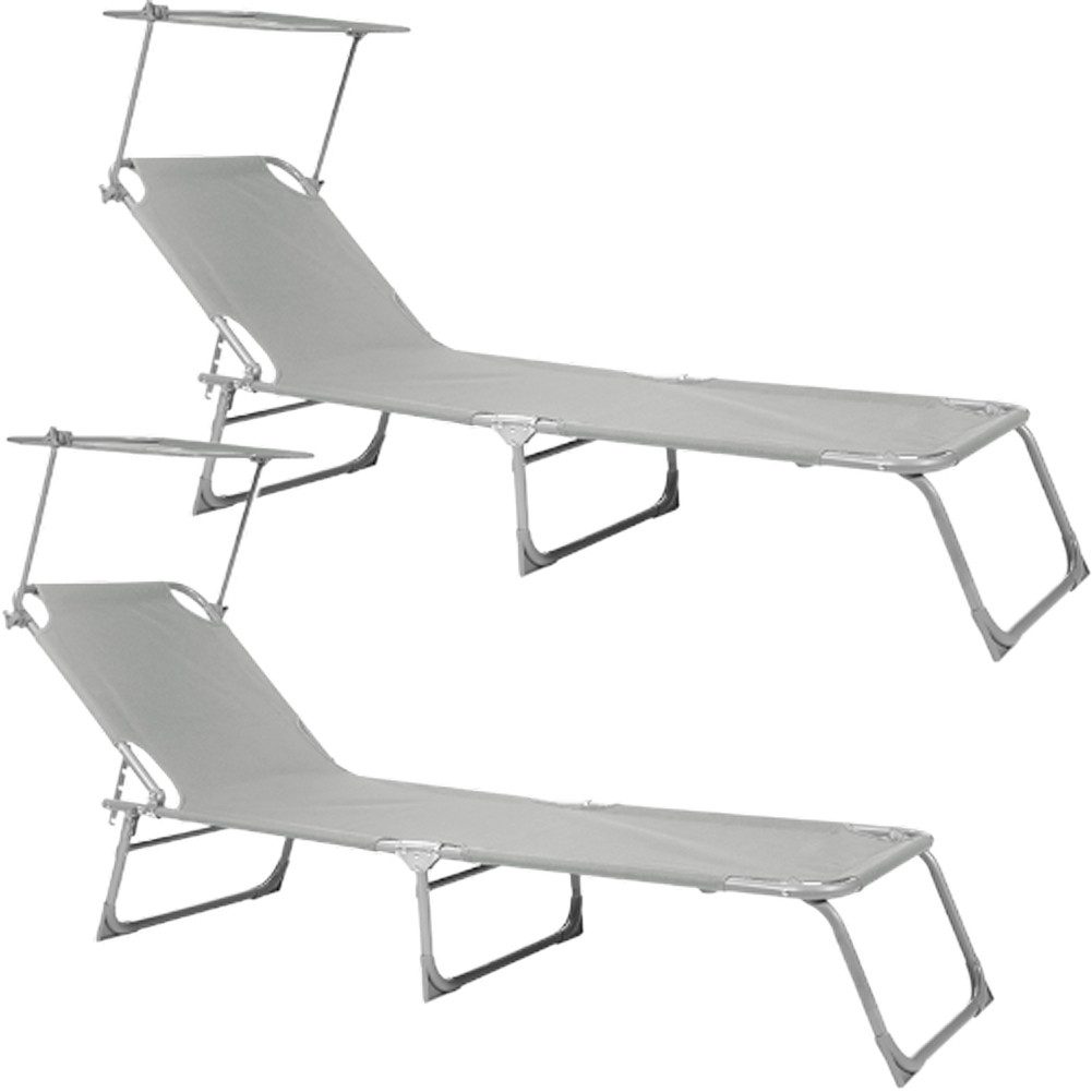 Gartenliege klappbare Gartenliege mit Sonnenschutz 2er-Set