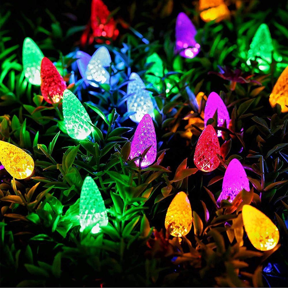 Rosnek LED-Lichterkette 5M, 8 Modi, Wasserdicht, Batterie, Auto Timer, für Weihnachtsbaum, LED C6 Mini Glühbirne; Garten Wohnzimmer Deko Multicolor