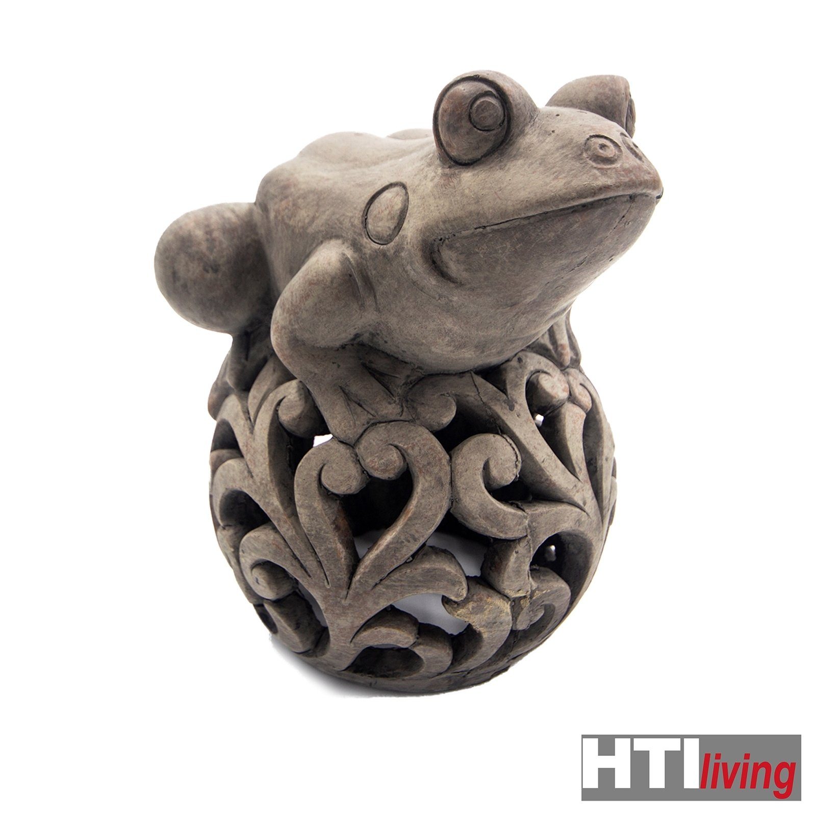 Frosch Gartenfigur auf Froschfigur Gartenfigur HTI-Living Märchenfigur Kugel, Zementfigur