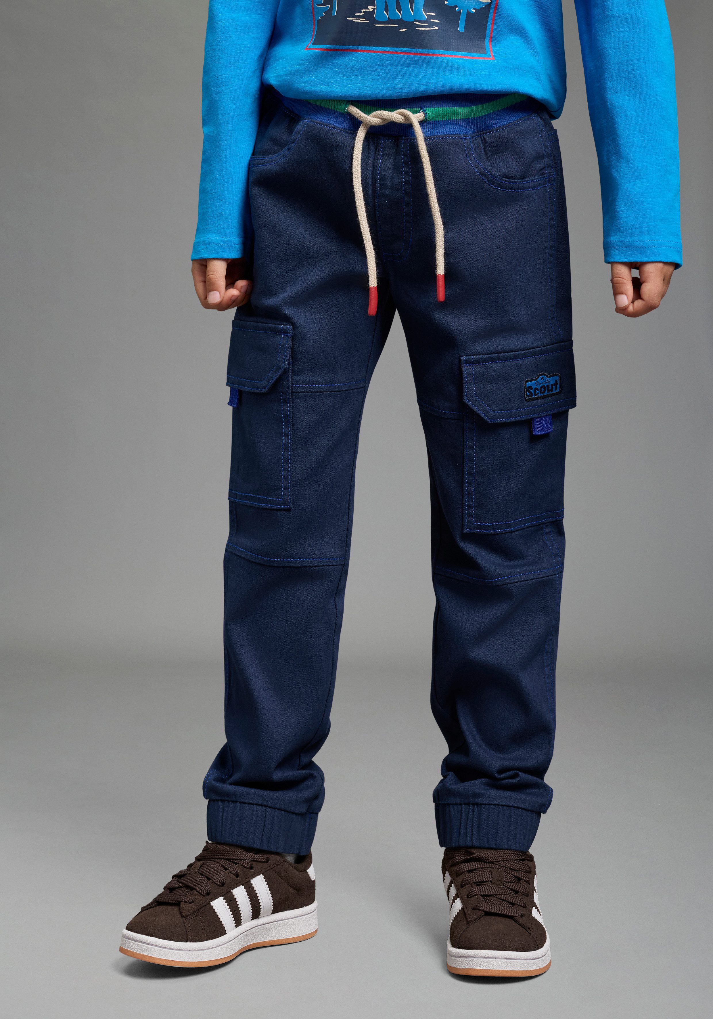 Scout Cargohose Cargohose mit Ringelbündchen - NEU von SCOUT Twillhose mit kontrastfarbigen Ripp-Bündchen, gerader Schnitt