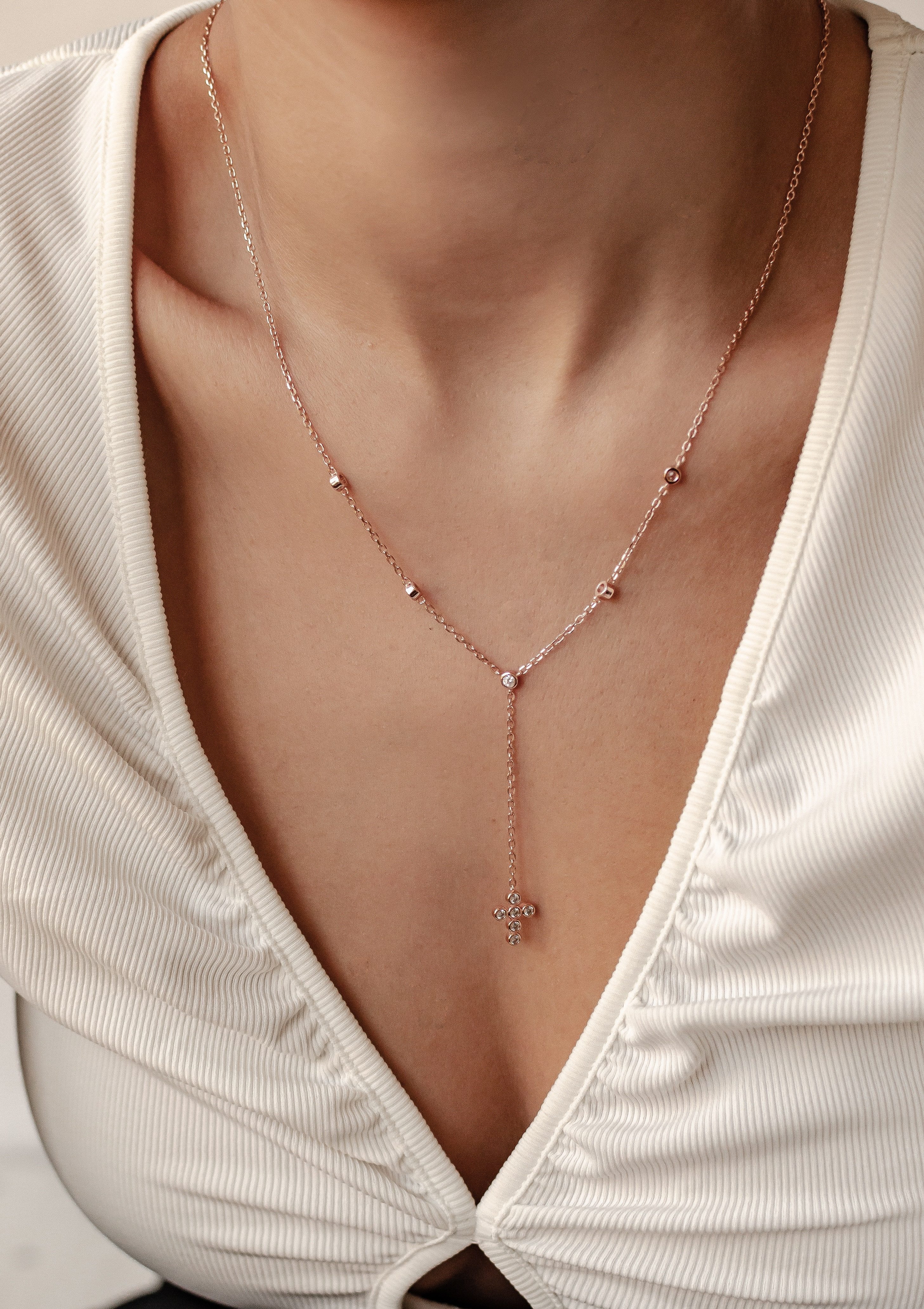Hey Happiness Y-Kette Zirkonia Kreuz Anhänger, günstig online kaufen