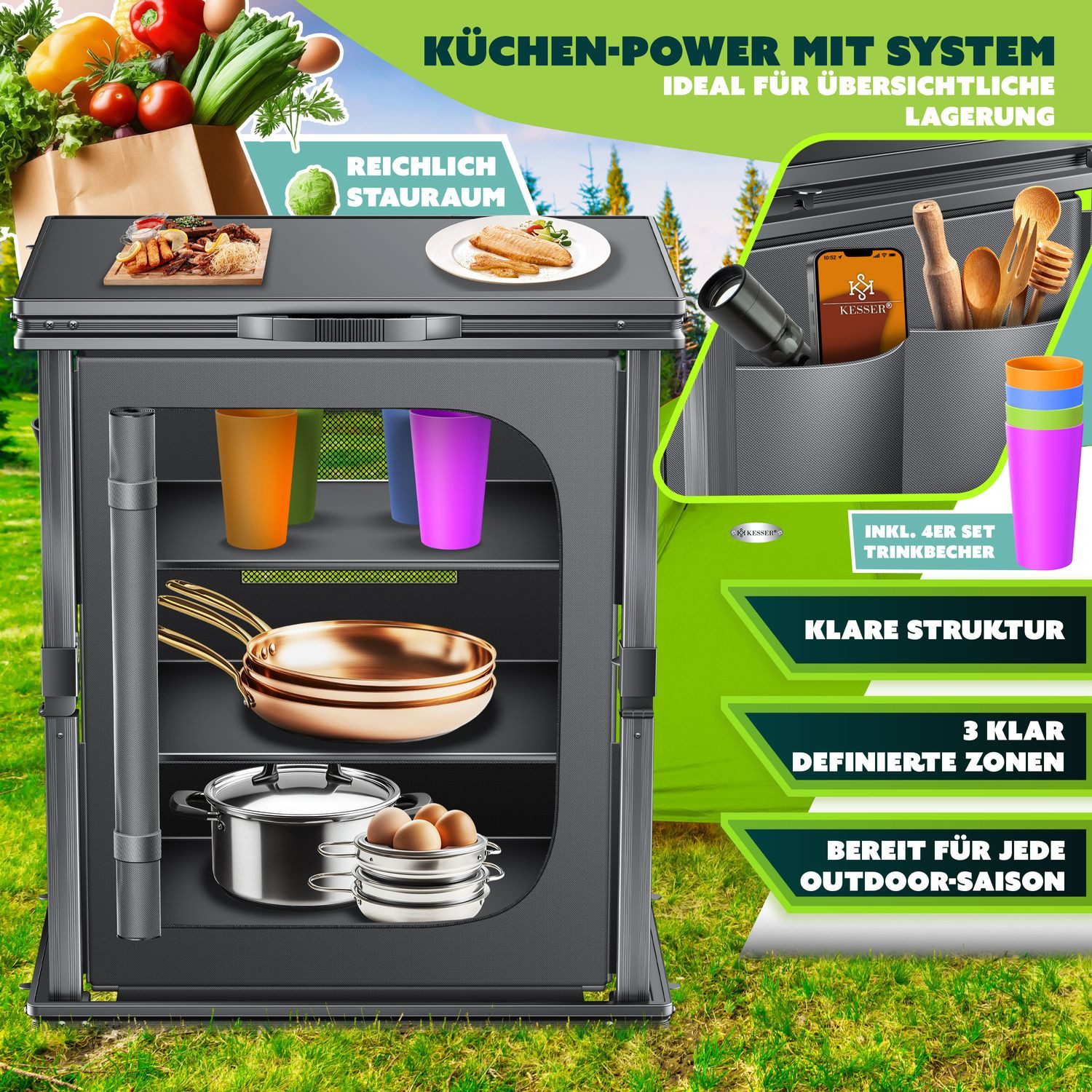 KESSER Campingschrank mit Aluminiumgestell Campingküche faltbar günstig online kaufen