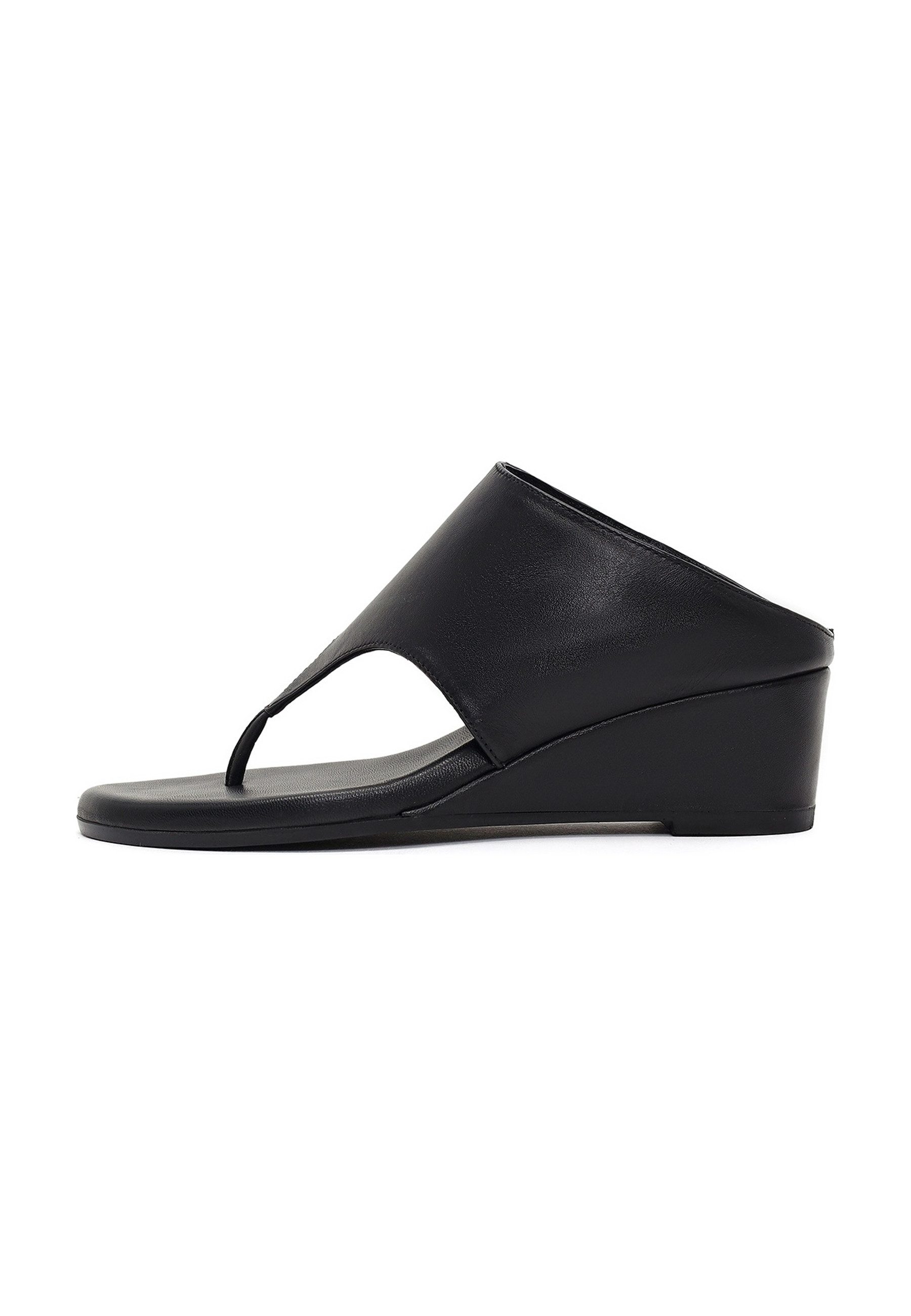 Derimod Keilabsatz-Pantoletten aus Leder Mules Echtes Leder, Lederfutter, TPU-Sohle, Keilabsatz, Slip-On Design