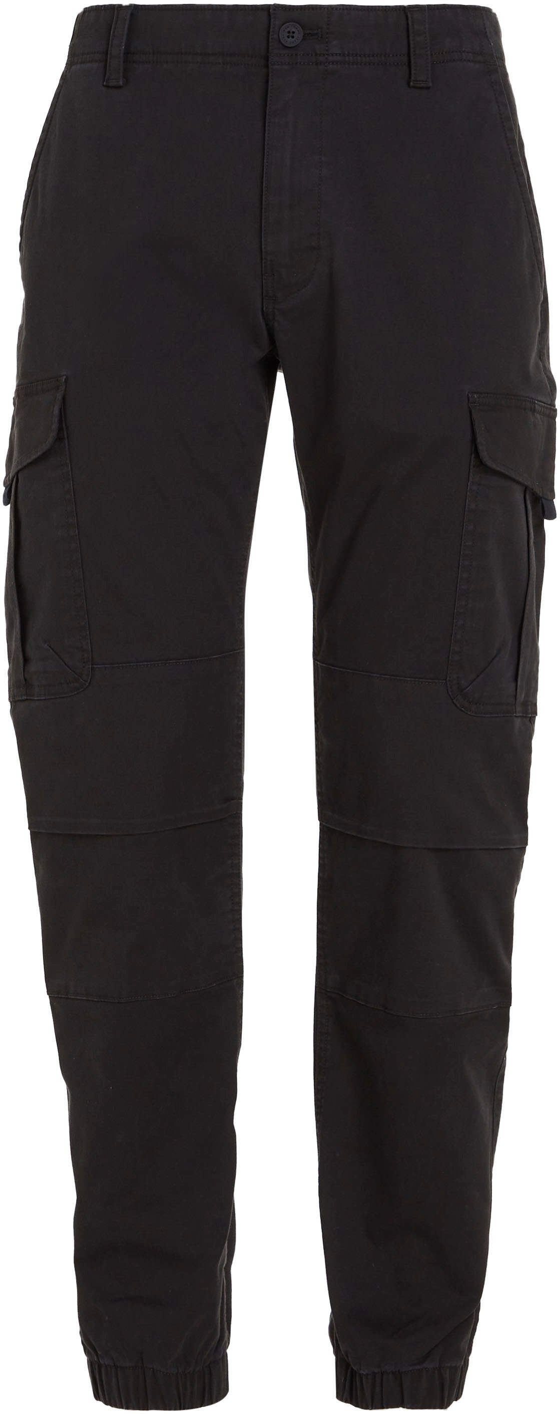 TWILL ETHAN Tommy CARGO WASHED Jeans Cargohose mit Bindebändern Black TJM