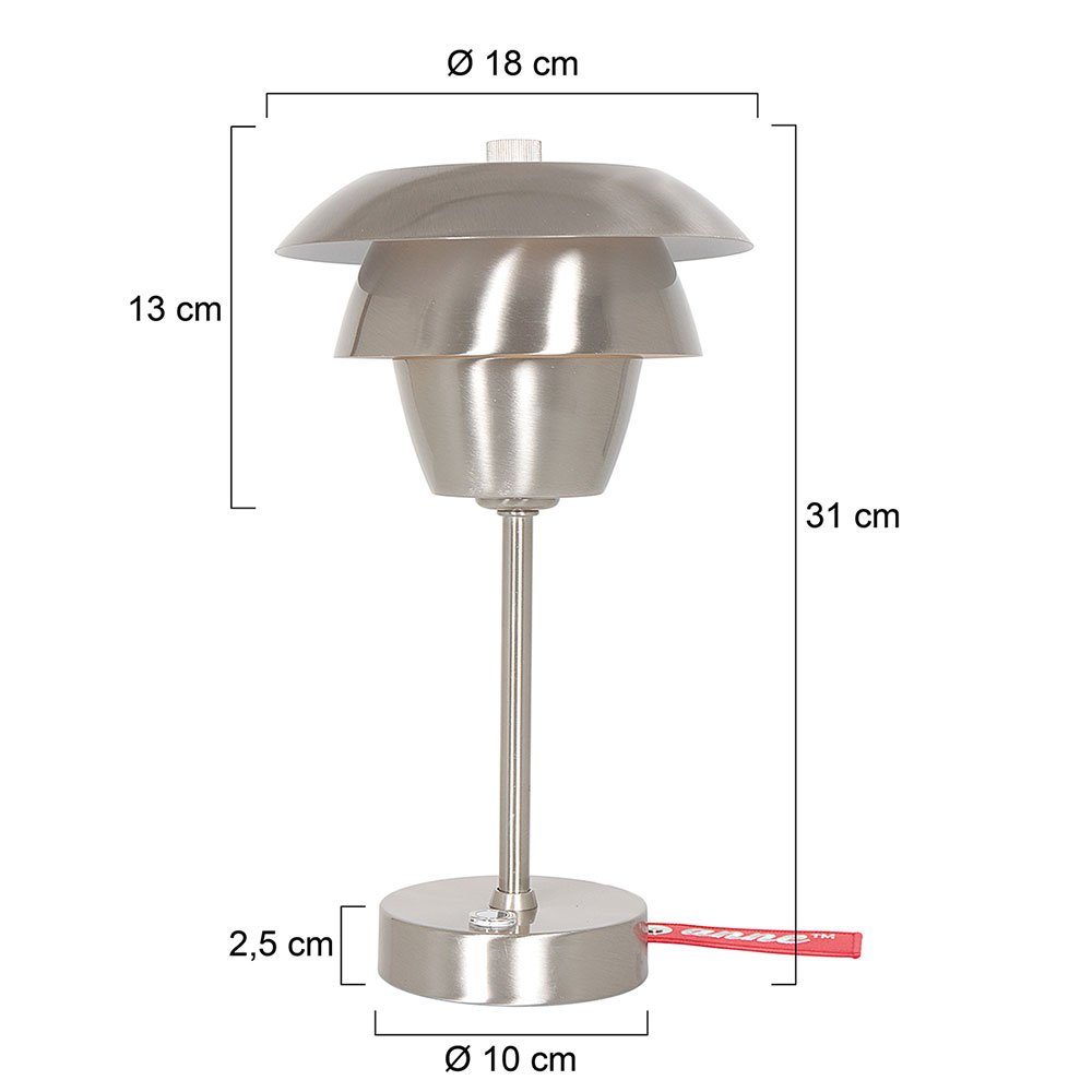 Steinhauer nicht gebürstet Nachttischlampe Leuchtmittel Touch LIGHTING Stahl Beistellleuchte inklusive, Schreibtischlampe, Tischleuchte