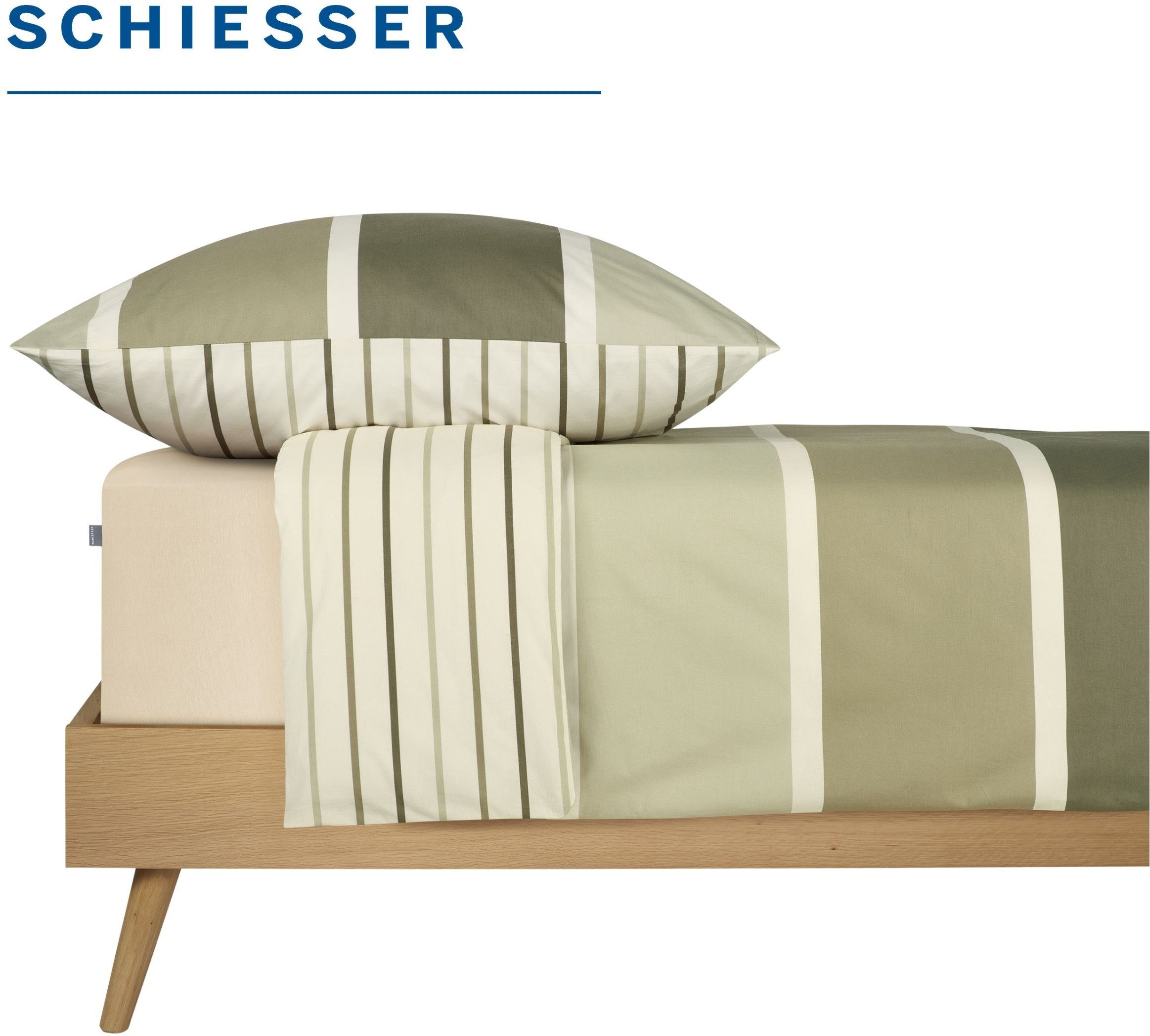 Schiesser Spannbettlaken Flexi aus 95% Baumwolle und 5% Elastahan in Premium-Qualität, Jersey-Elasthan, Gummizug: rundum, (1 Stück), für hohe Matratzen und Boxs – Bild 4 von 5