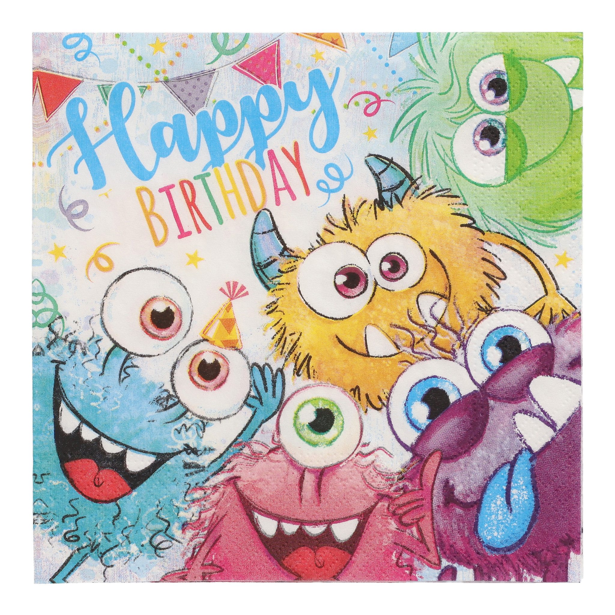 PAPSTAR Papierserviette, Servietten Papier 33x33cm 3-lagig Happy Birthday Motiv 20 Stück Bunt