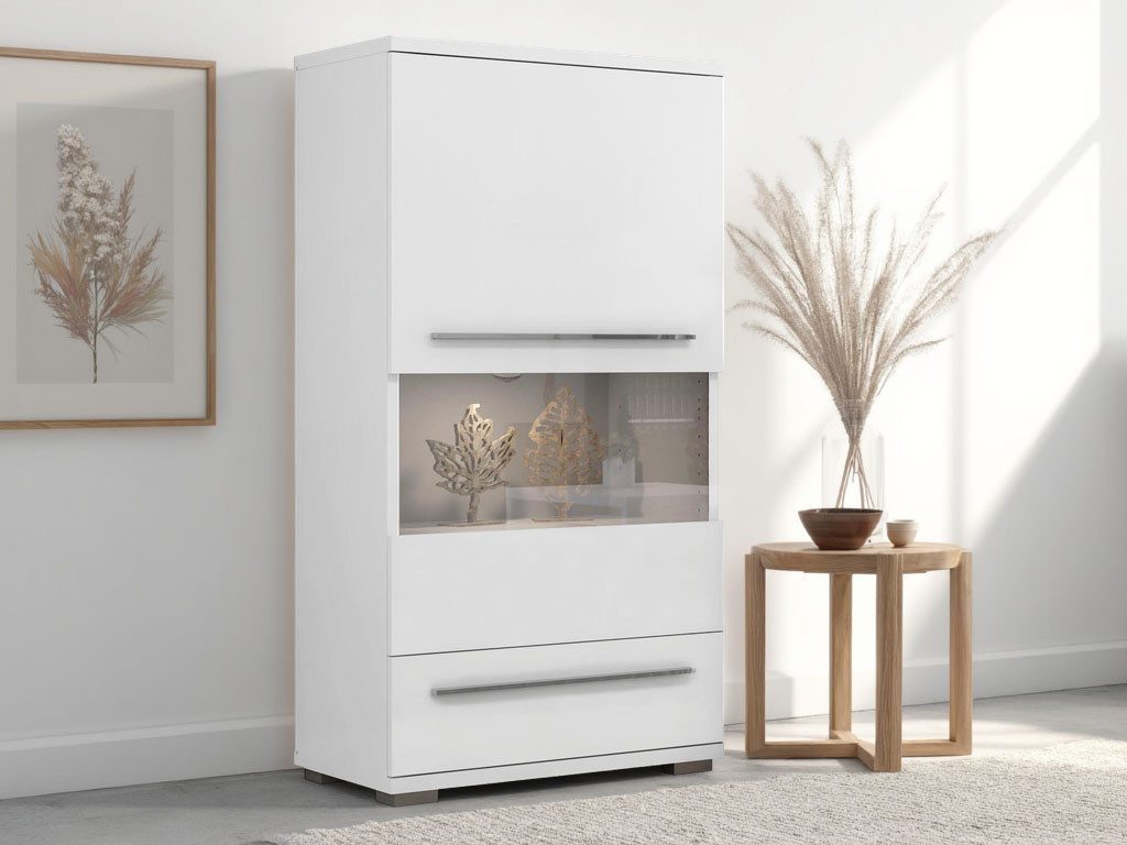 OTTO home Highboard Piano Vitrine (H/B/T): 123/69/40,2cm), UV lackiert, Soft-Close Funktion