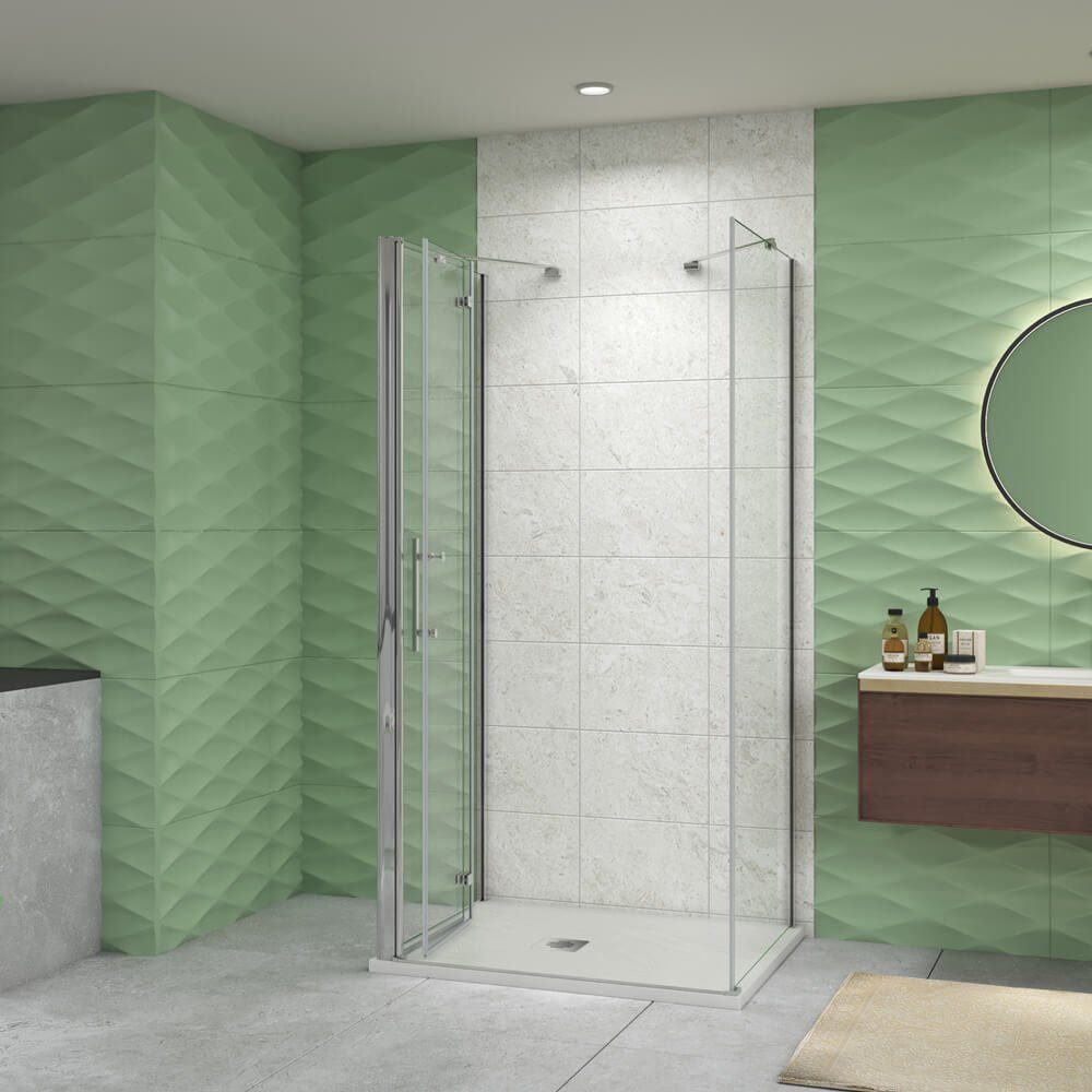 duschspa Komplettdusche 195cm ESG U-Form Duschkabine Falttür Scharniertür Duschtür, BxT: 70x70 cm, Einscheibensicherheitsglas, Sicherheitsglas, Set, ebenerdiger – Bild 3 von 5