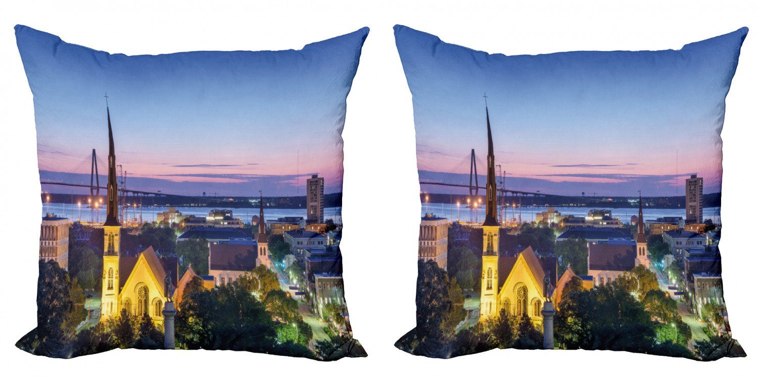 Kissenbezüge Modern Accent Doppelseitiger Digitaldruck, Abakuhaus (2 Stück), Charleston Wahrzeichen der Stadt Theme