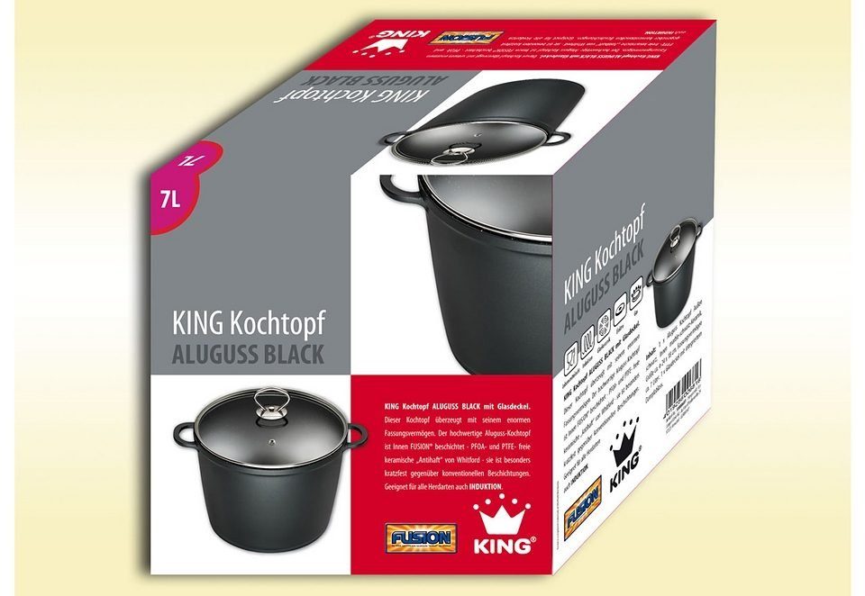 KING Kochtopf, Aluminiumguss, mit keramischer Innenbeschichtung, Ø 24 cm, 7 Liter, Induktion