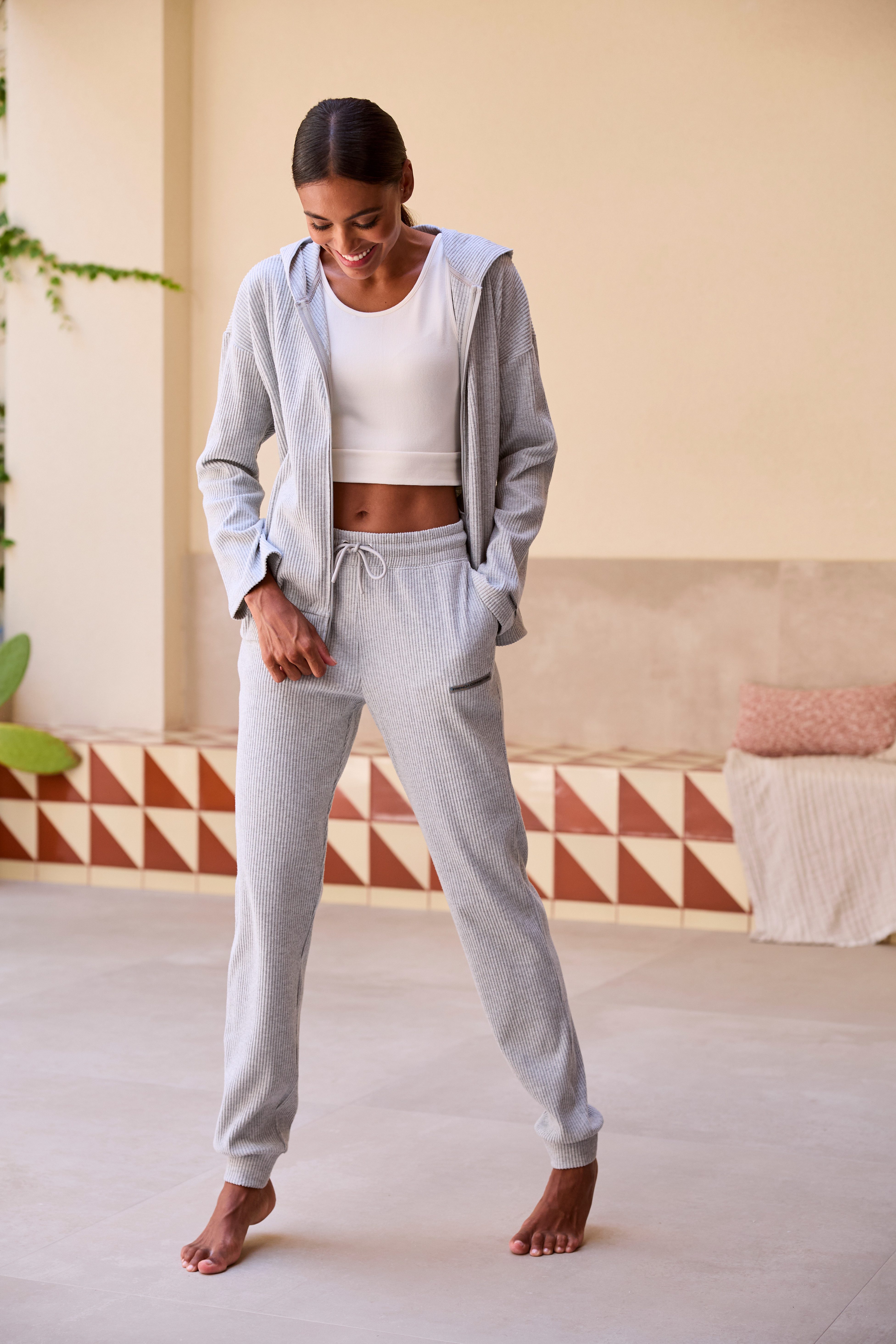 French Connection Sweatjacke weiche Rippstruktur, Loungewear