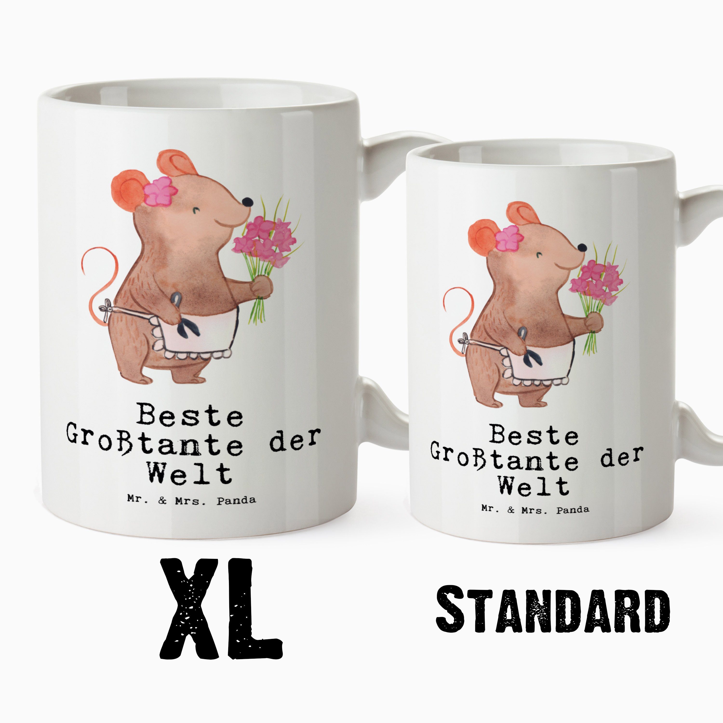 Panda & Tasse - Mrs. Mr. Tasse XL Welt Weiß Keramik der Geschenk, Großtante Beste Kleinigkeit, - Geburts, Maus