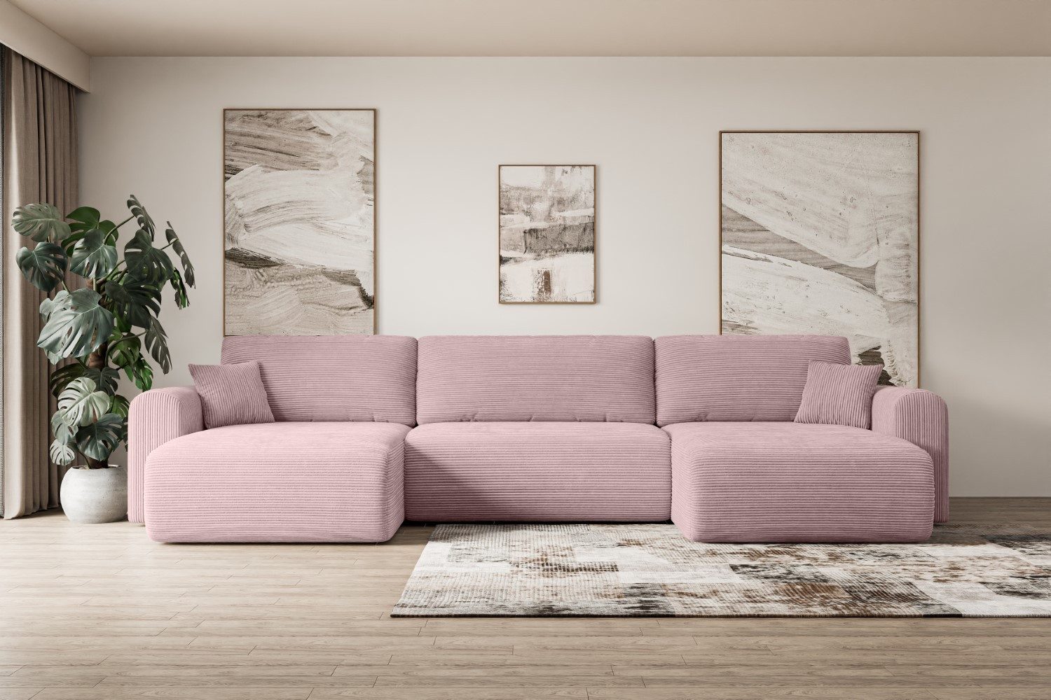 ALTDECOR Wohnlandschaft ORRO-U, Couch mit Schlaffunktion, Wohnzimmer